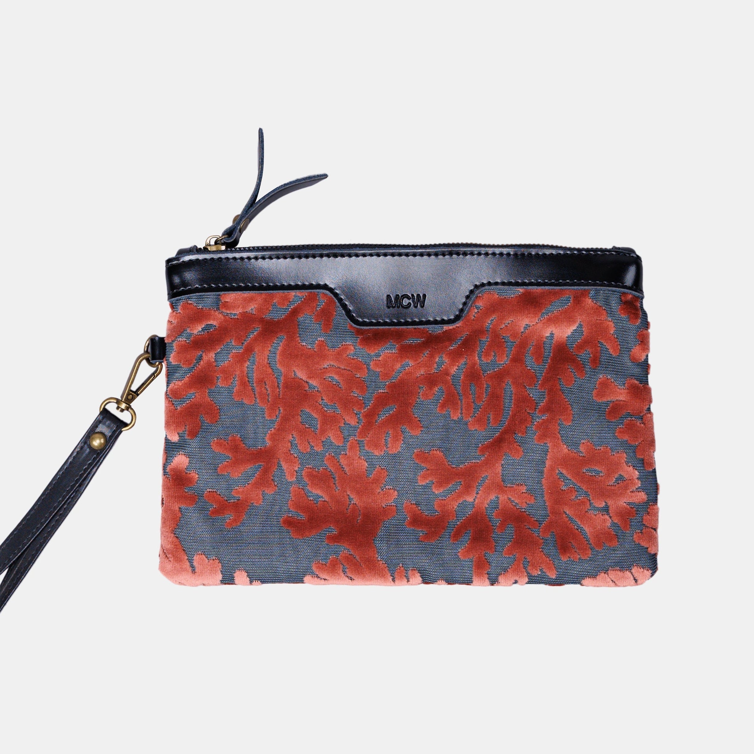 St Tropez Scuba Coral Wristlet Clutch carpet bag MCW Handmade
