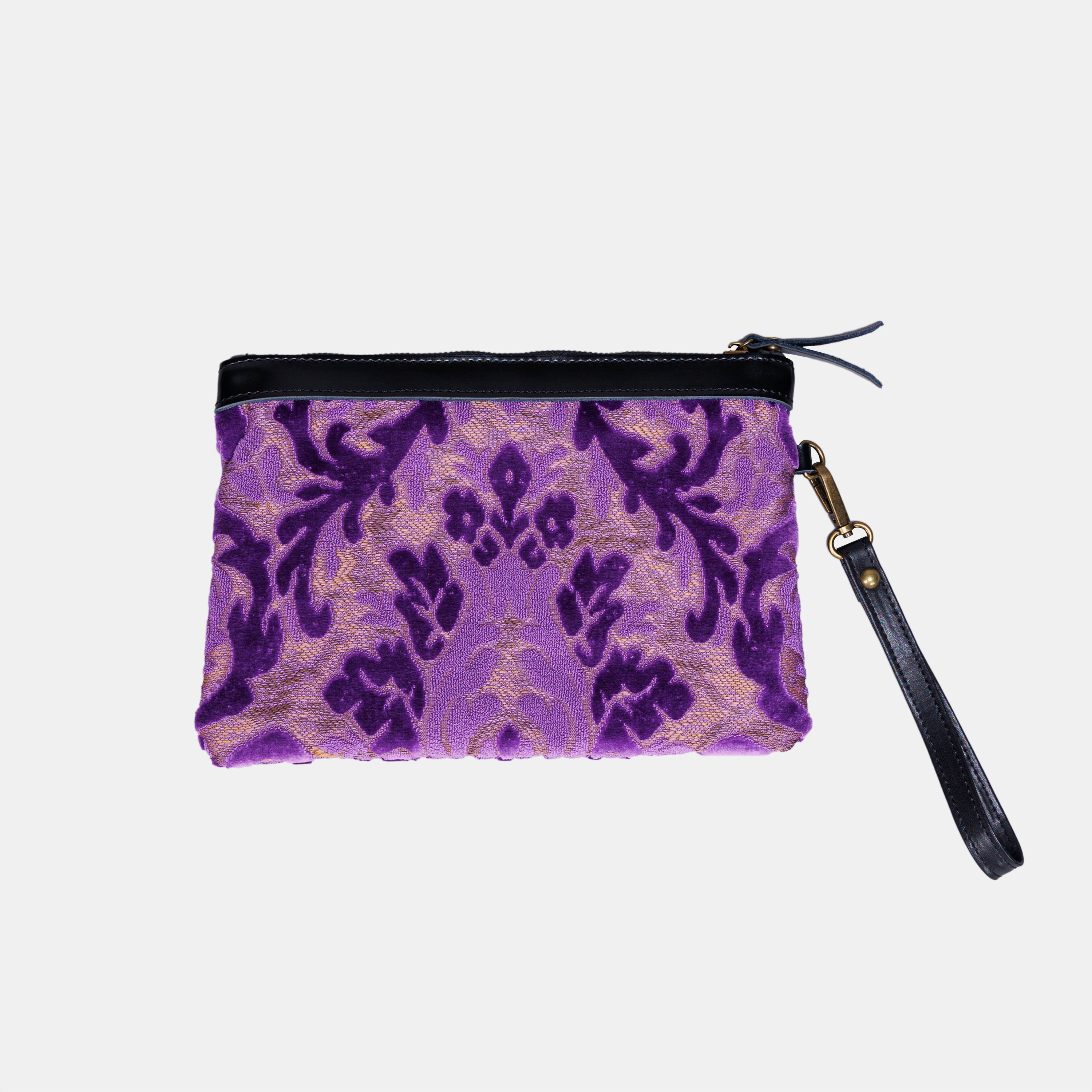Burnout Velvet Purple Wristlet Clutch carpet bag MCW Handmade-1
