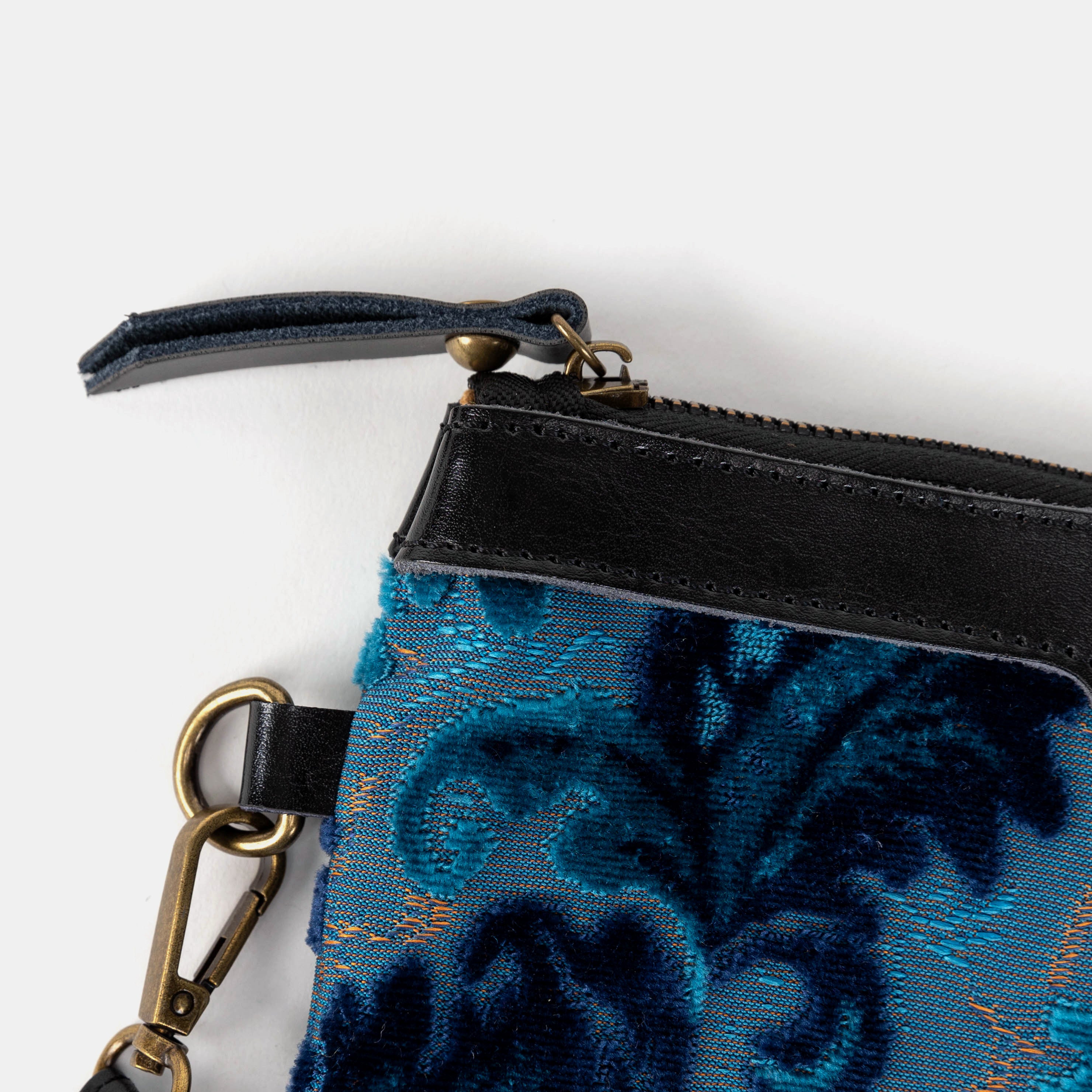 Burnout Velvet Revival Aqua Wristlet Clutch detail