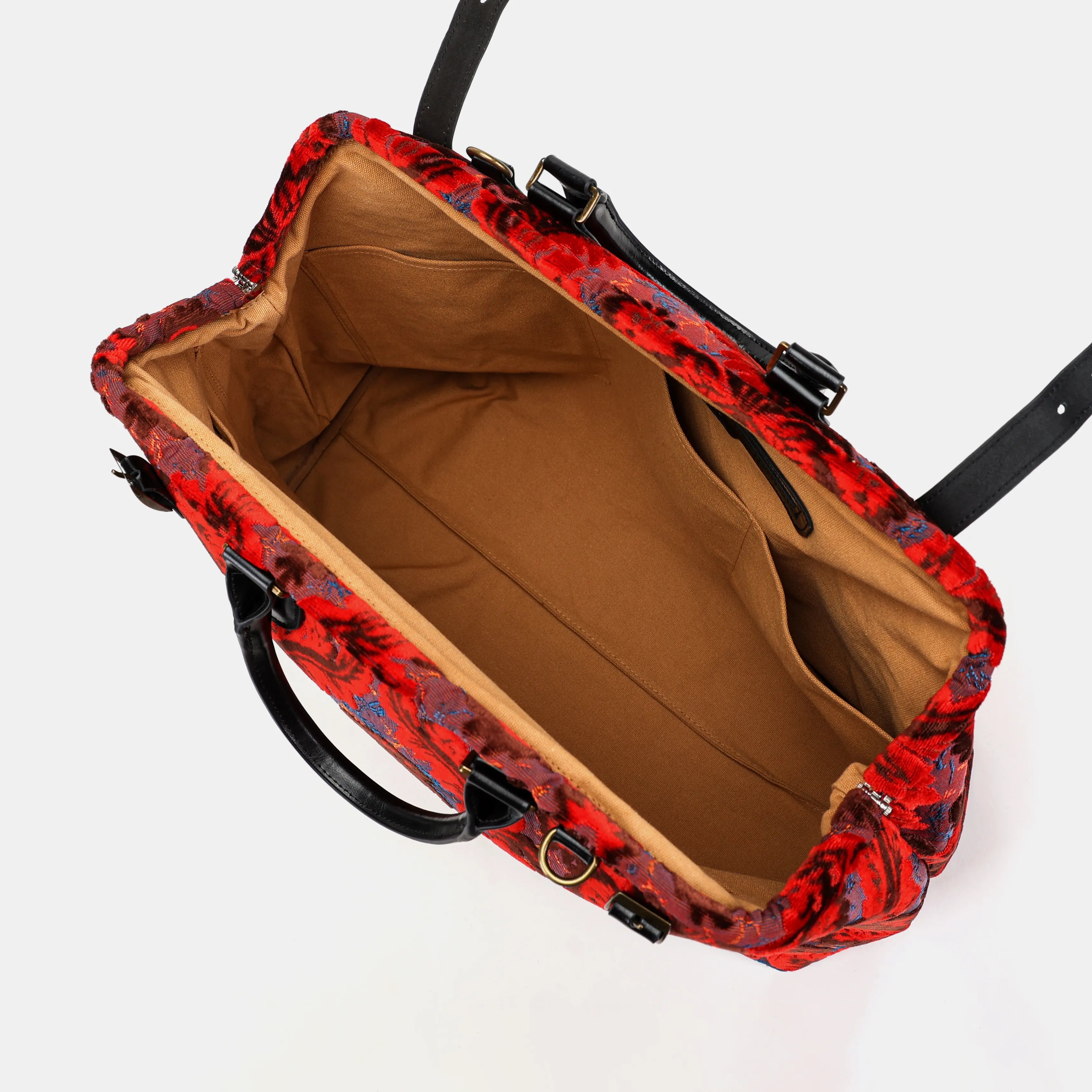 Burnout Velvet Revival Scarlet Men's Carpetbag Carpetbag of America inside