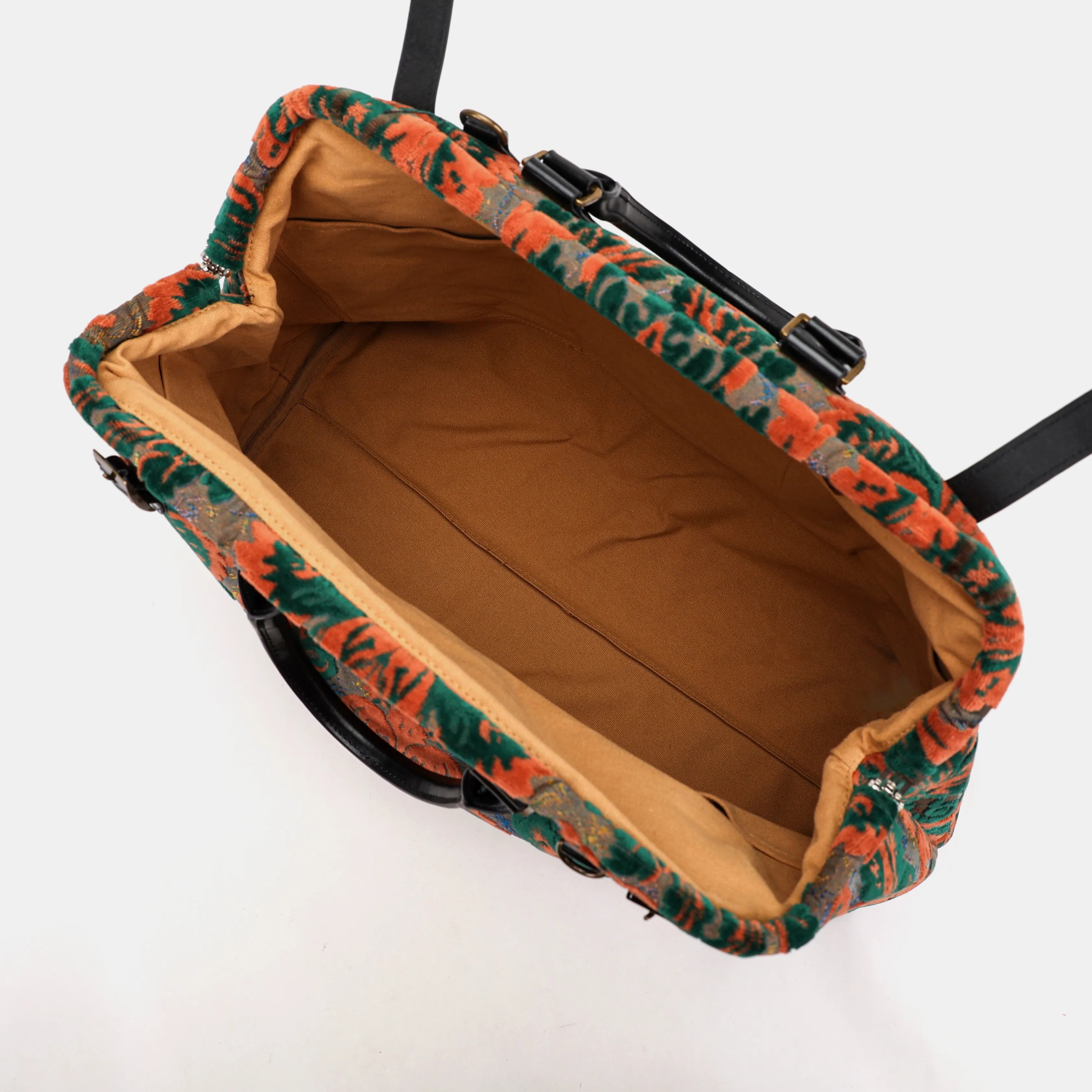 Burnout Velvet Revival Jade Men's Carpetbag Carpetbag of America inside