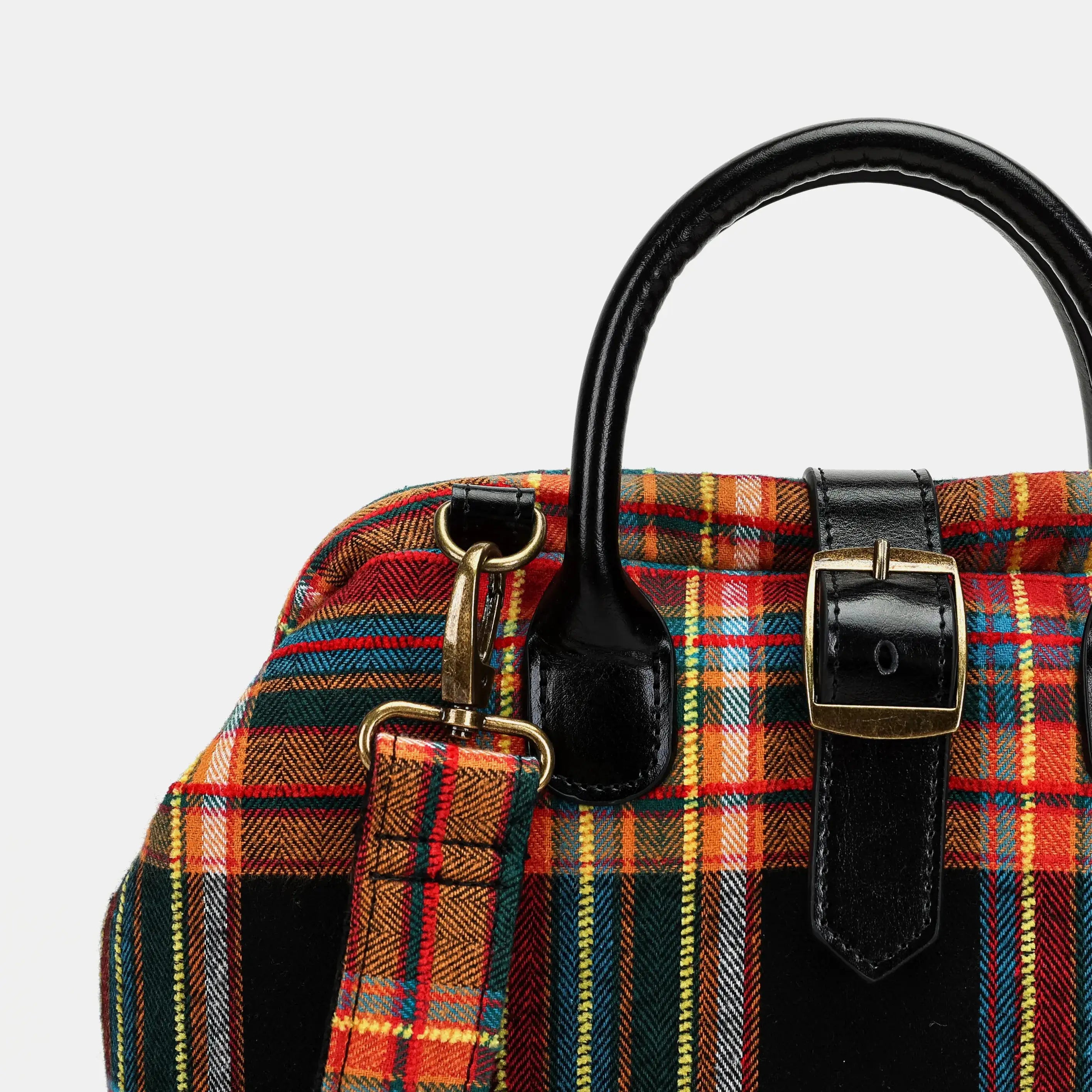 Tartan Stewart Black Carpet Laptop Backpack Carpetbag of America front detail