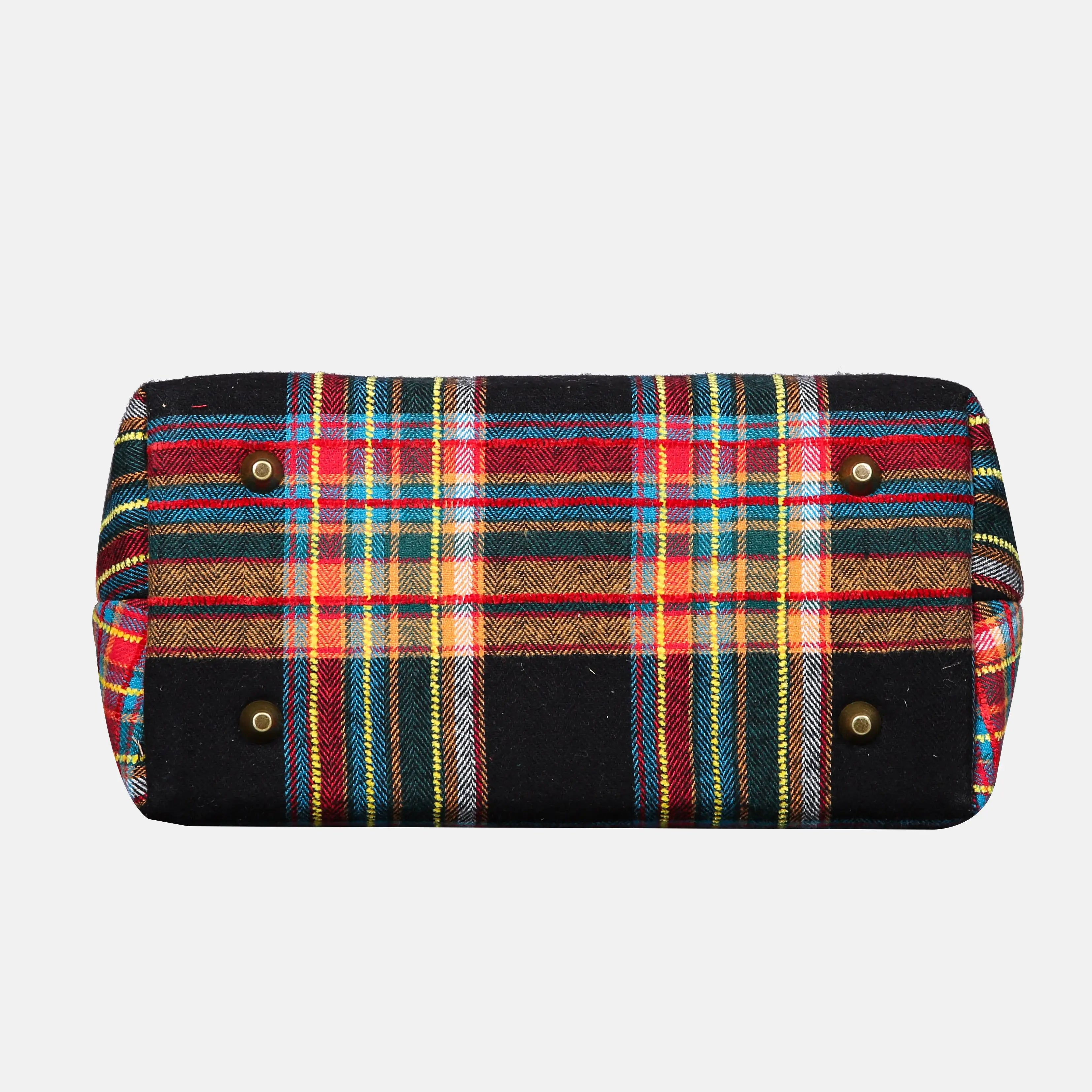 Tartan Stewart Black Carpet Satchel carpet bag MCW Handmade of America bottom