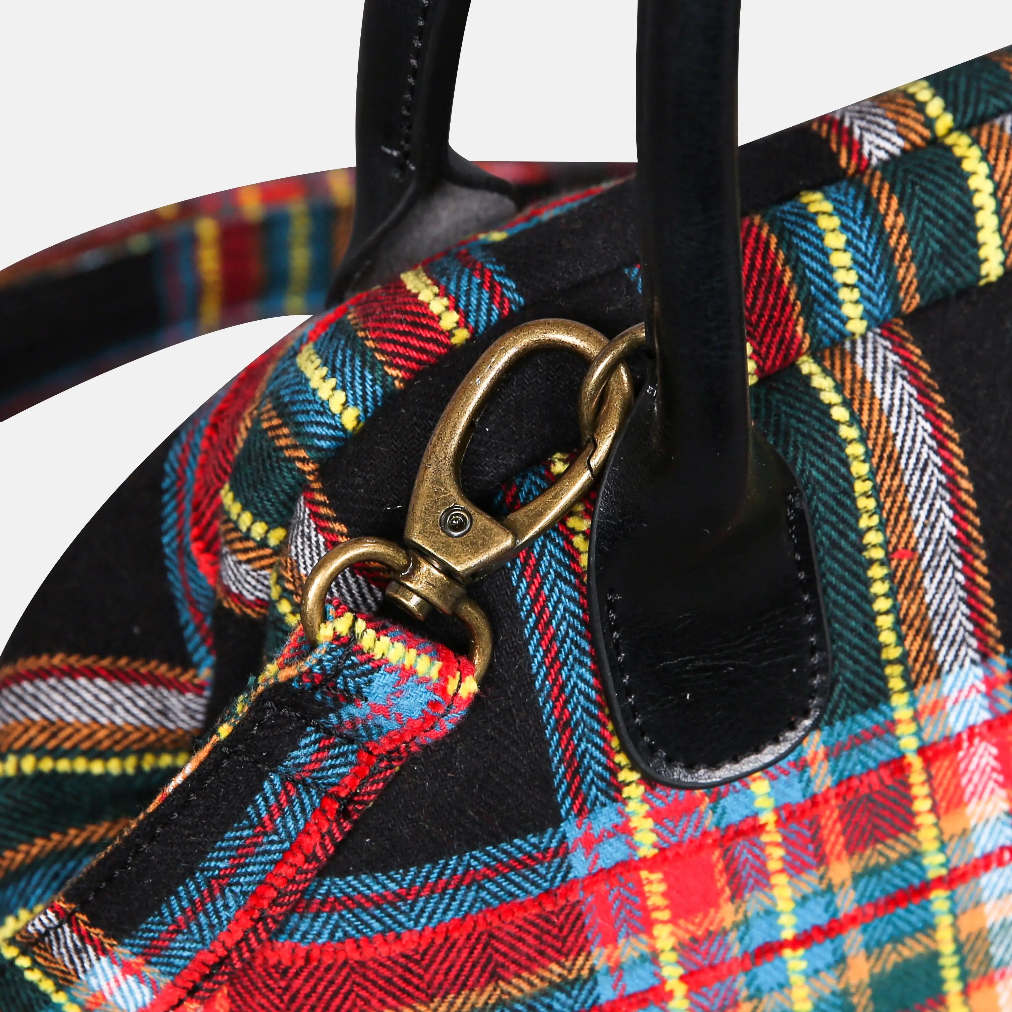 Tartan Stewart Black Carpet Satchel carpet bag MCW Handmade of America buckle
