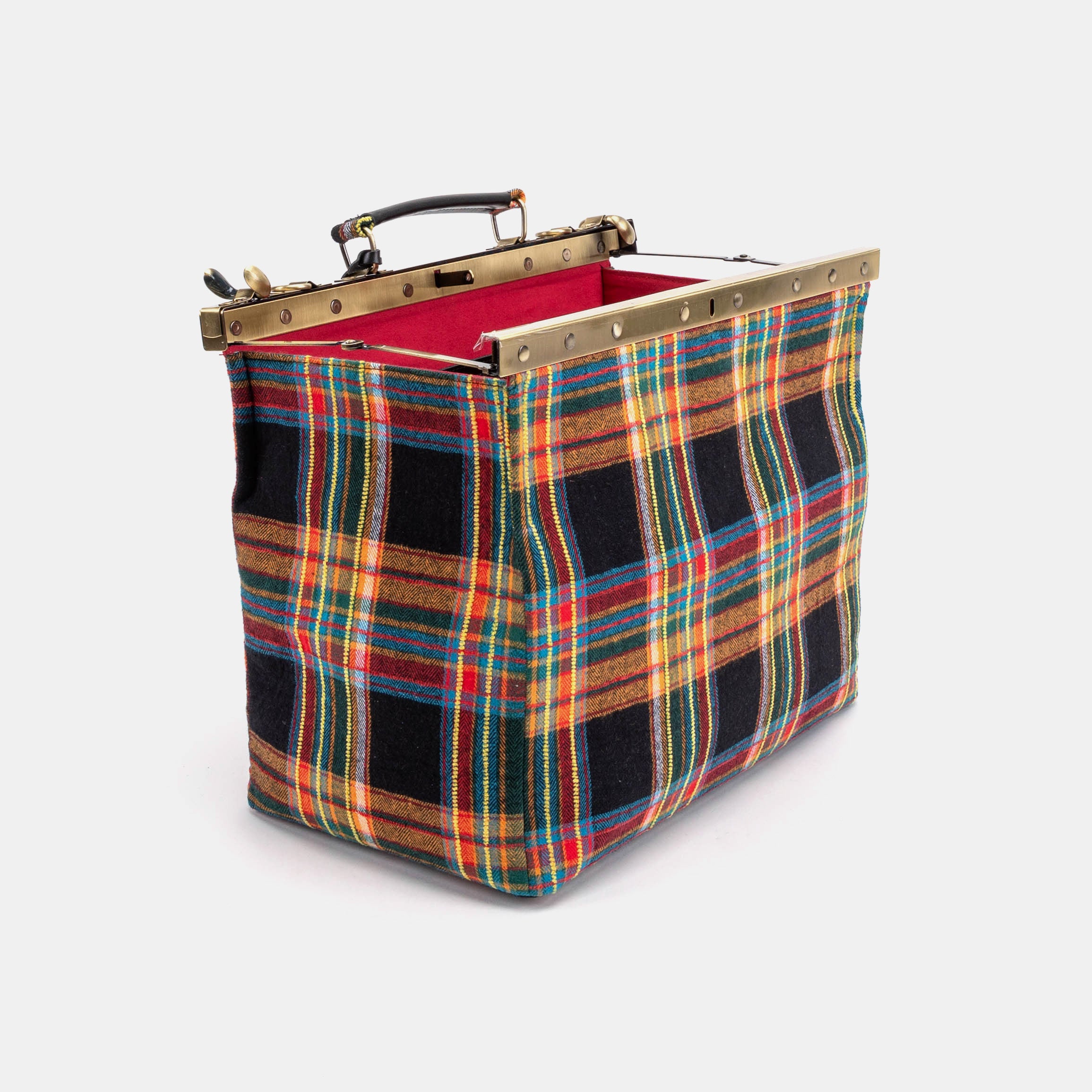 Tartan Stewart Black Celine Carpet Gladstone Bag of America open standing