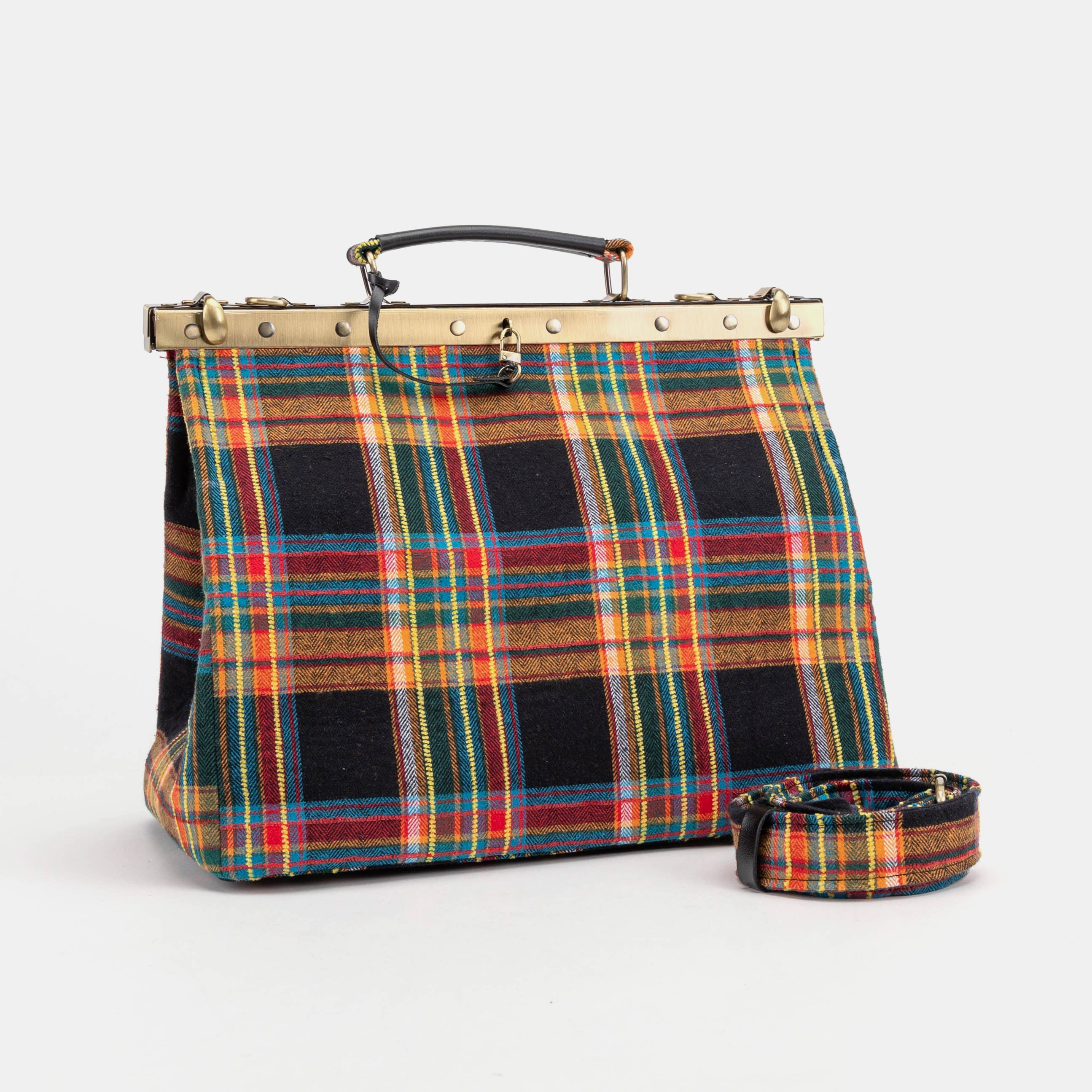 Tartan Stewart Black Celine Carpet Gladstone Bag of America main