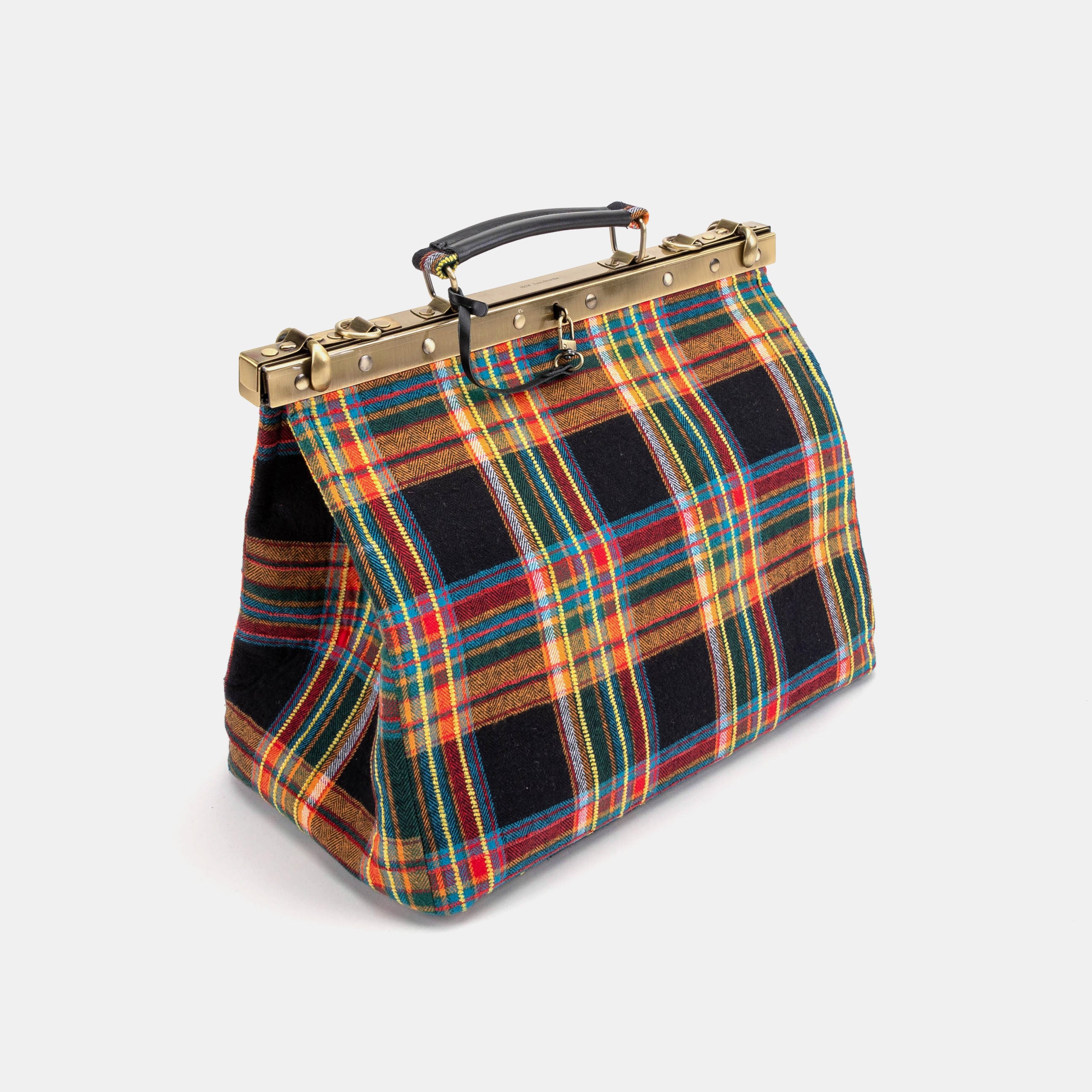 Tartan Stewart Black Celine Carpet Gladstone Bag of America front side