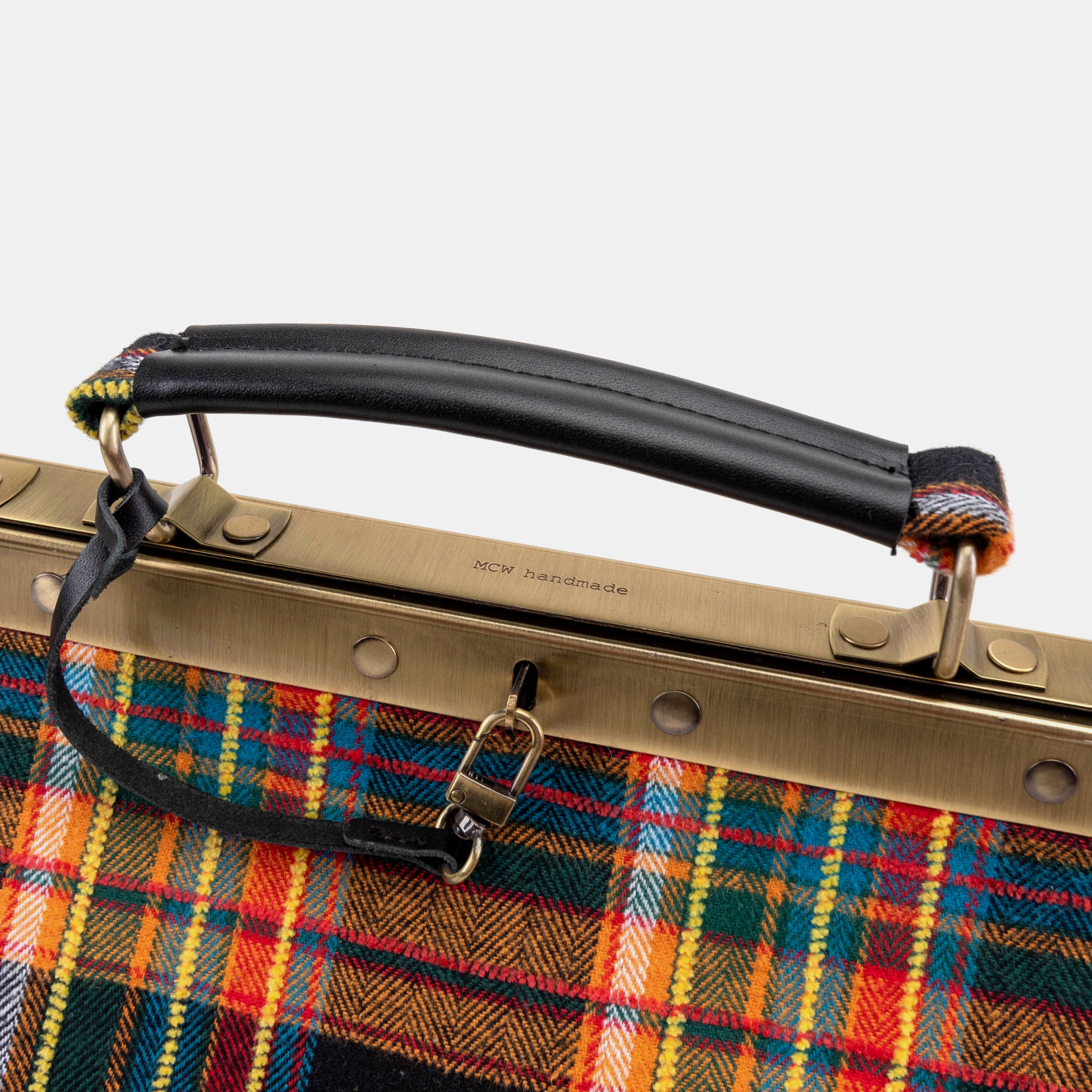 Tartan Stewart Black Celine Carpet Gladstone Bag of America logo