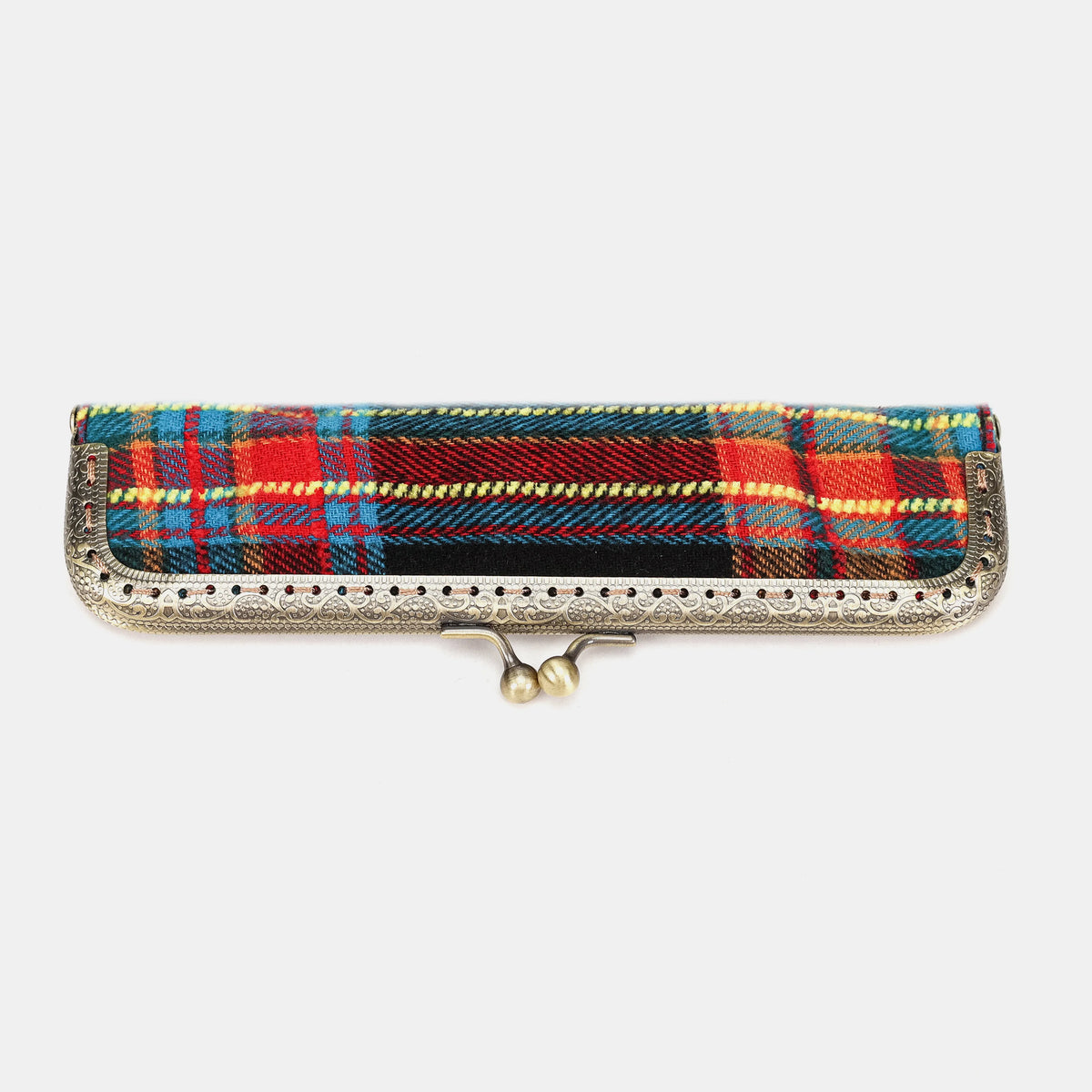 Tartan Stewart Black Duo Pen Case Carpetbag of America front