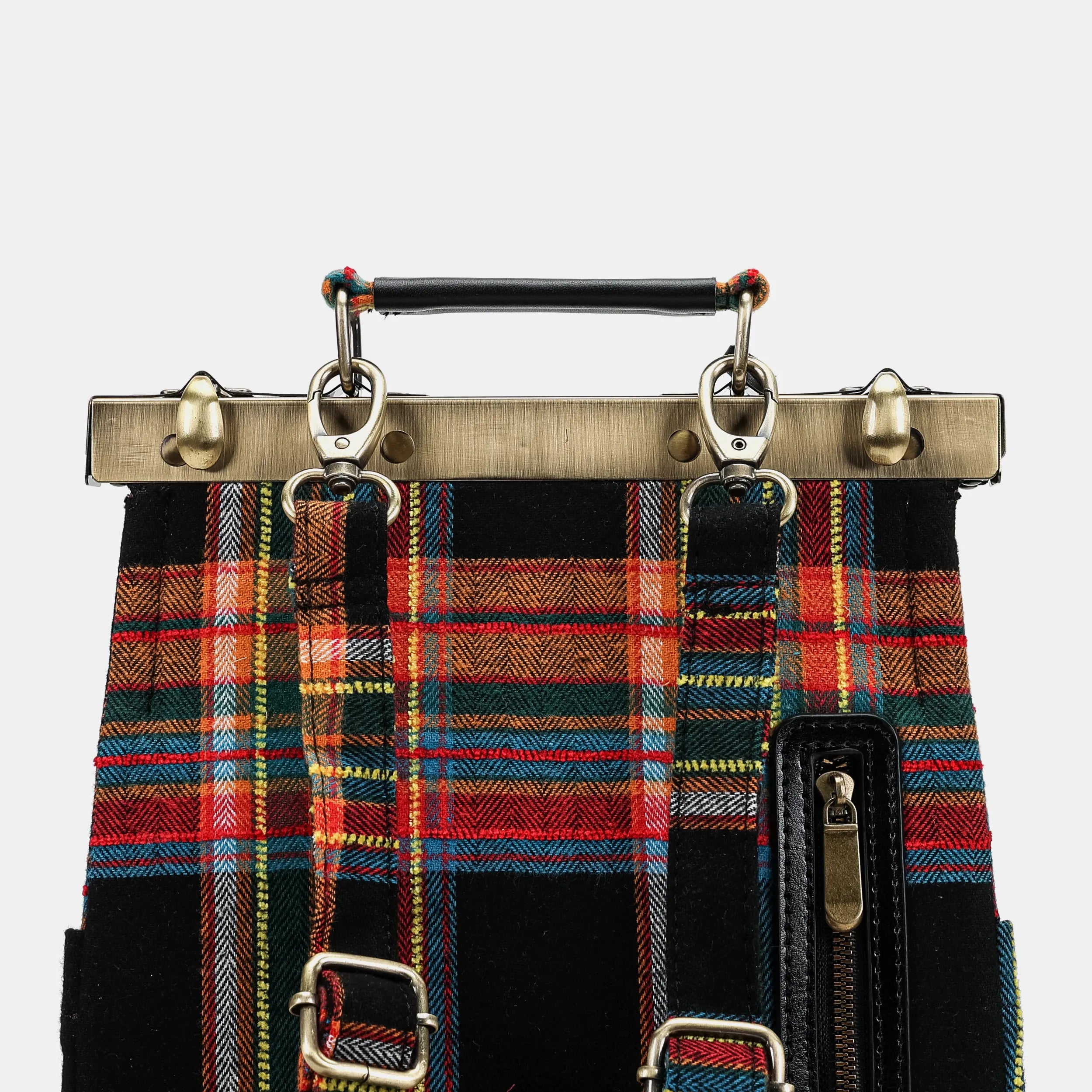 Tartan Stewart Black Helena Carpet Gladstone Backpack of America back details