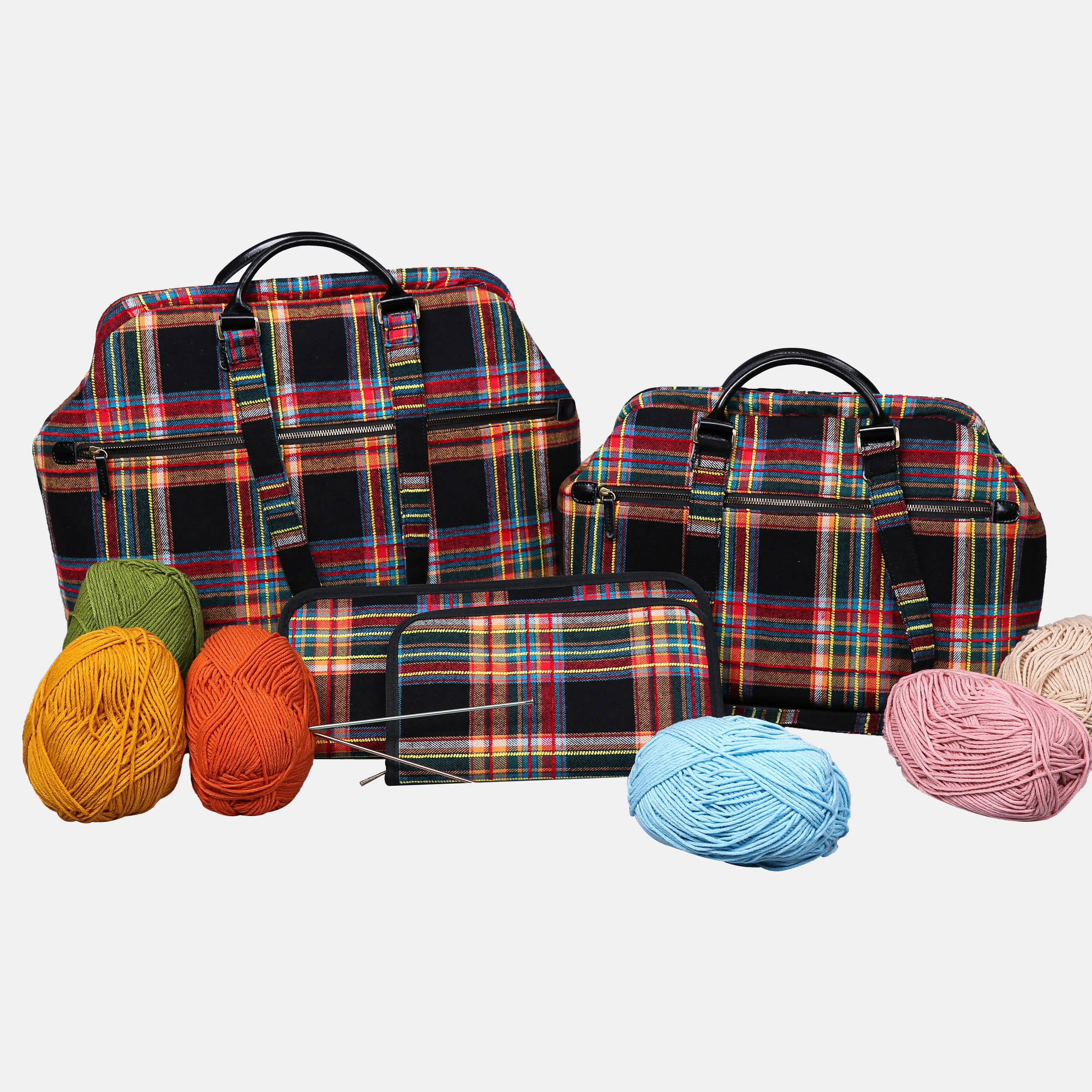 Tartan Stewart Knitting Project Bag  of America-set
