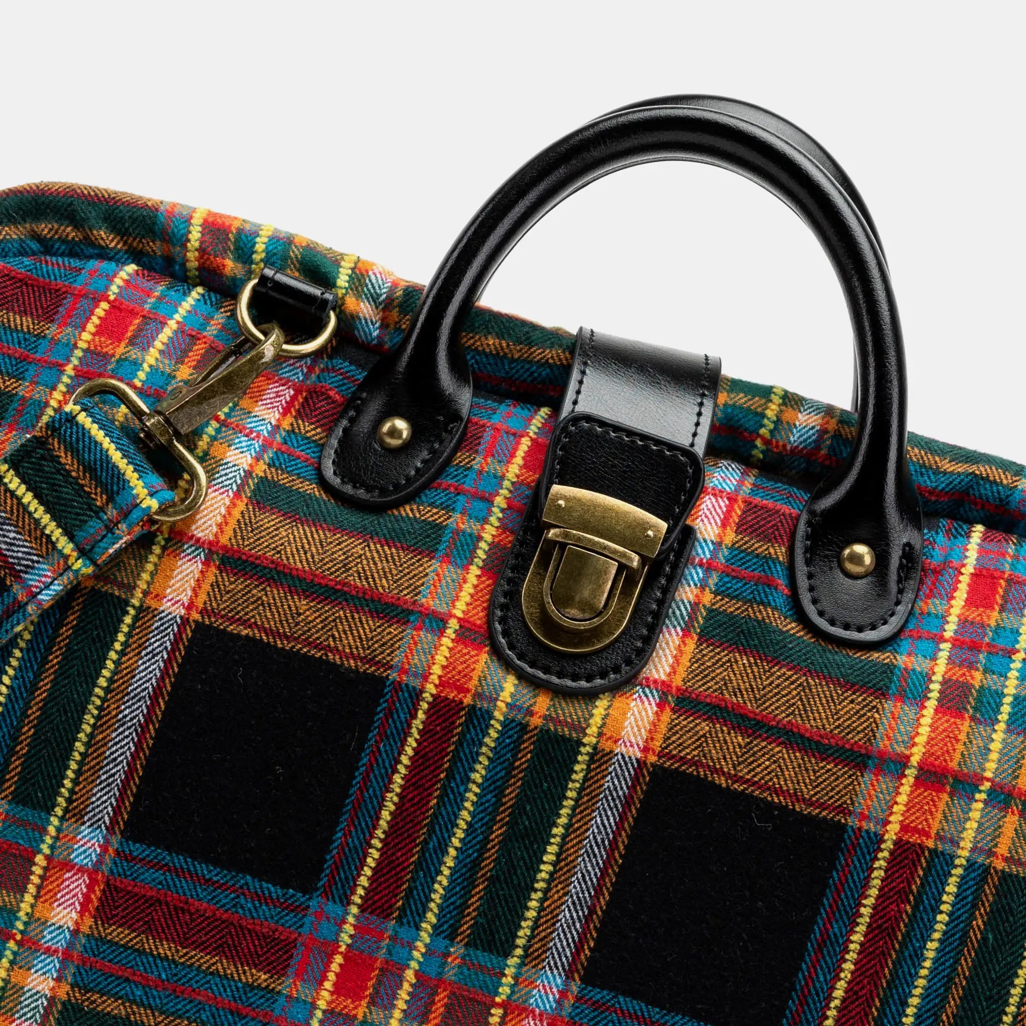 Tartan Stewart Black Laptop Work Bag Carpetbag of America detail