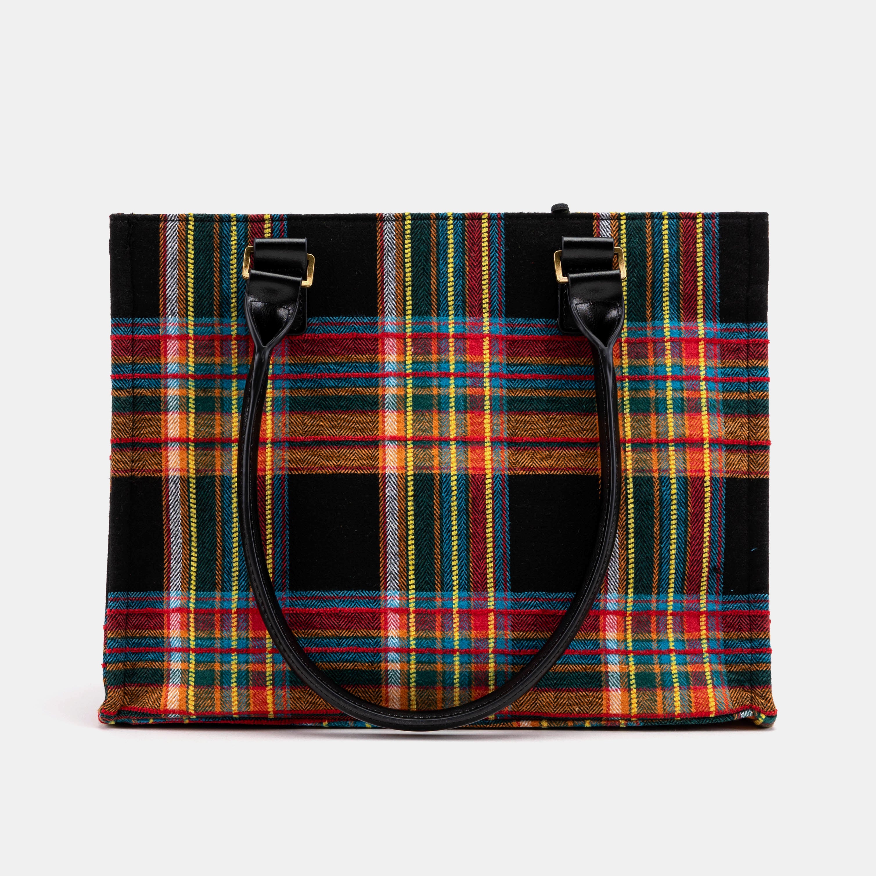 Tartan Stewart Black Laptop Work Tote Carpetbag of America handle down