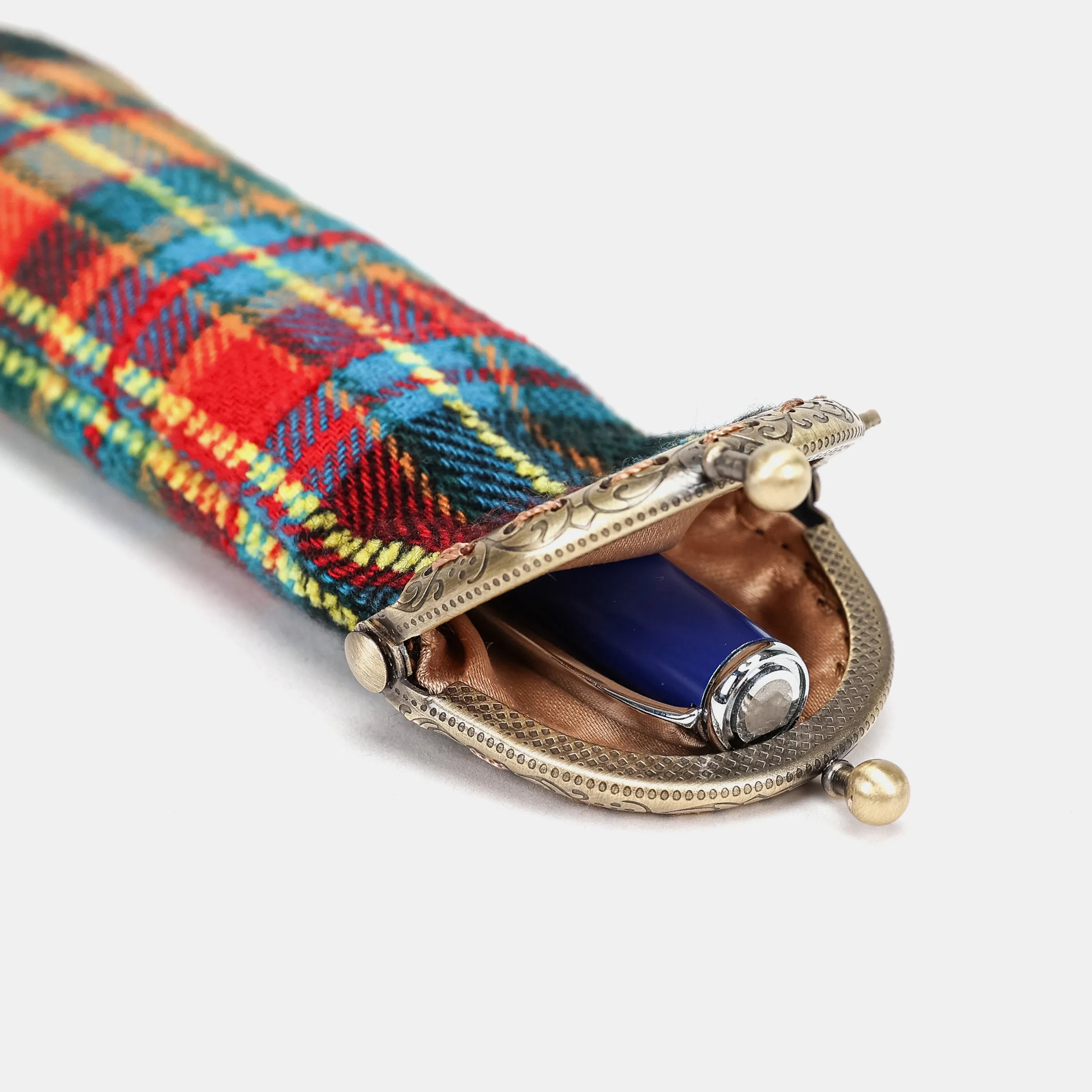 Tartan Stewart Black Solo Pen Case Carpetbag of America open