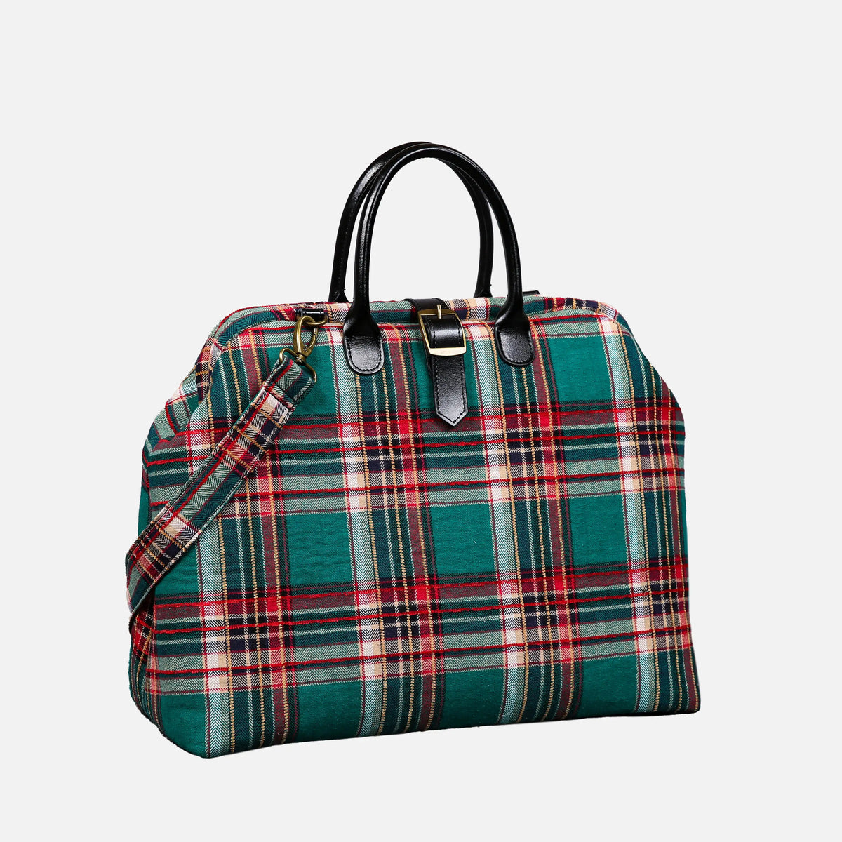Tartan Stewart Green Mary Poppins Weekender Carpetbag of America front