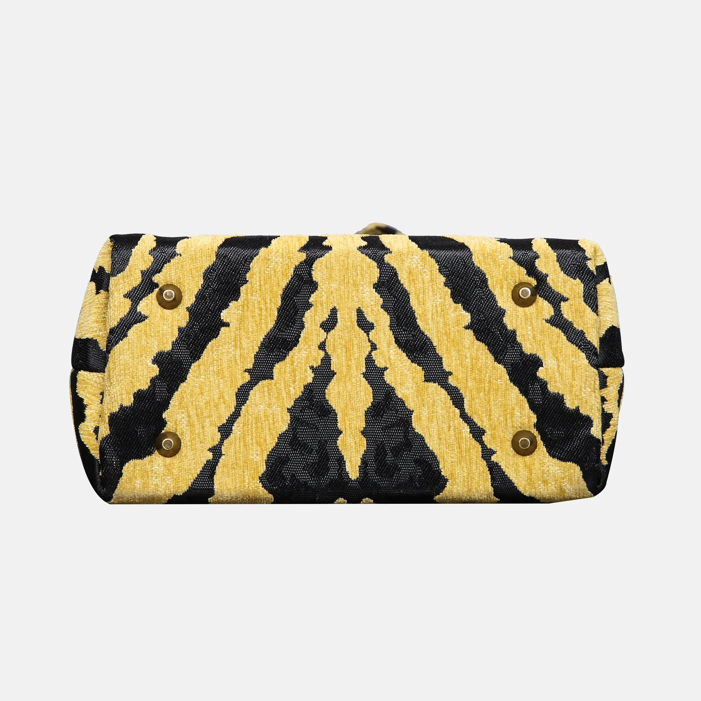 Zebra Daffodil Carpet Satchel carpet bag MCW Handmade of America bottom