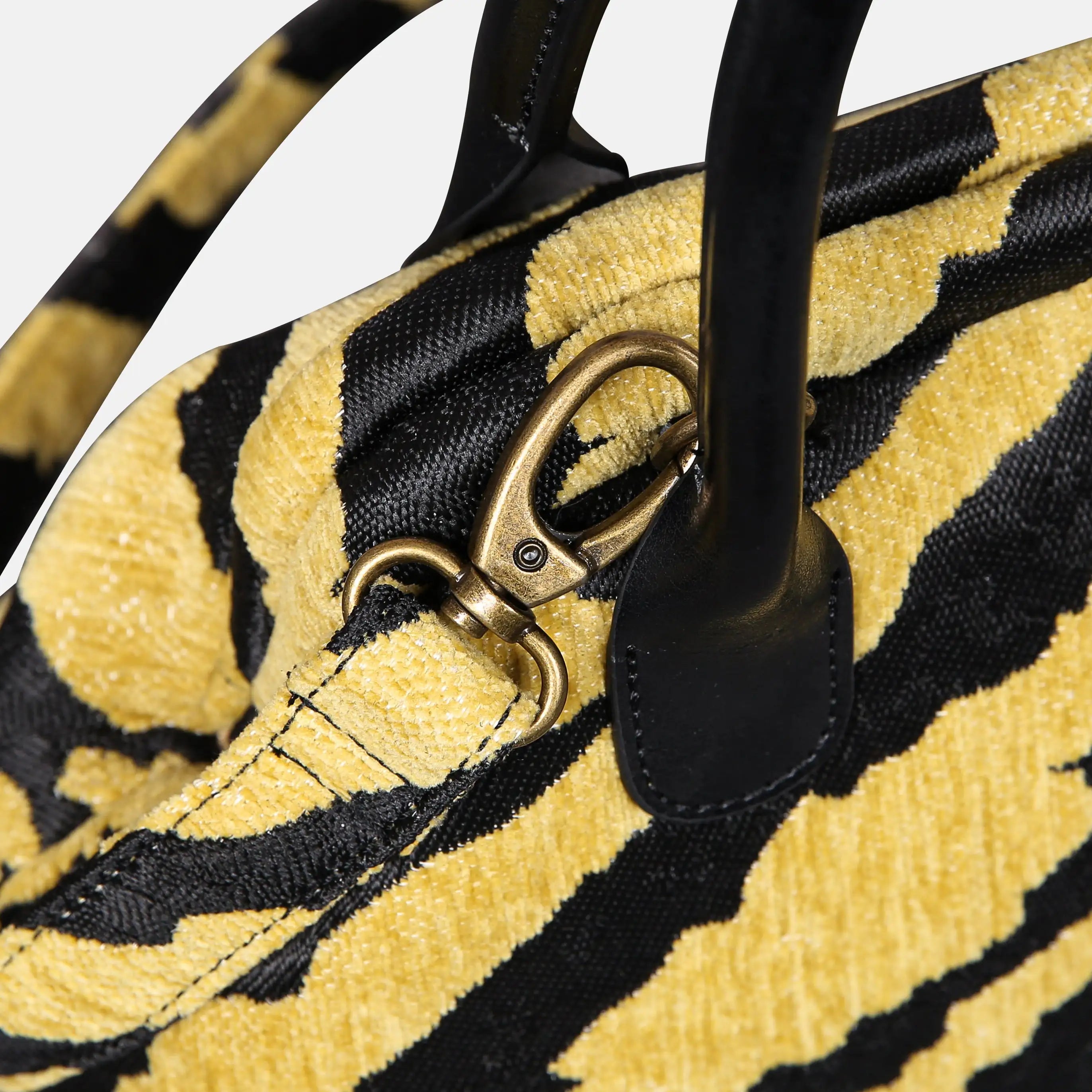 Zebra Daffodil Carpet Satchel carpet bag MCW Handmade of America buckle