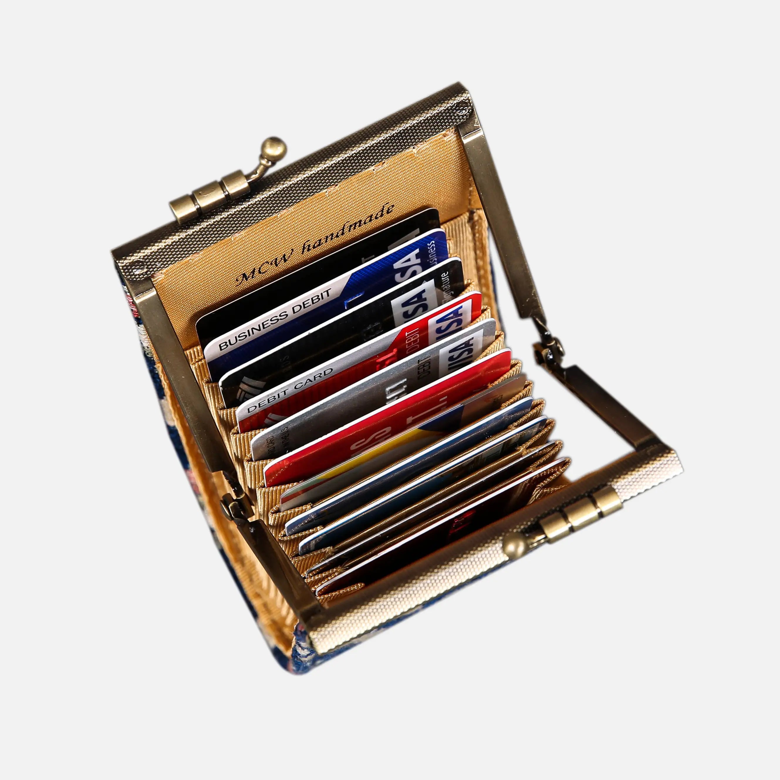 Traditional Blue Card Wallet of America 11 slots in use