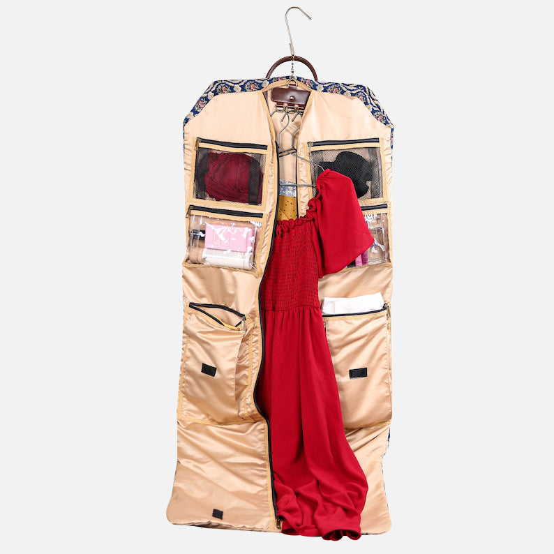Traditional Blue Carpet Garment Bag carpet bag of America in use