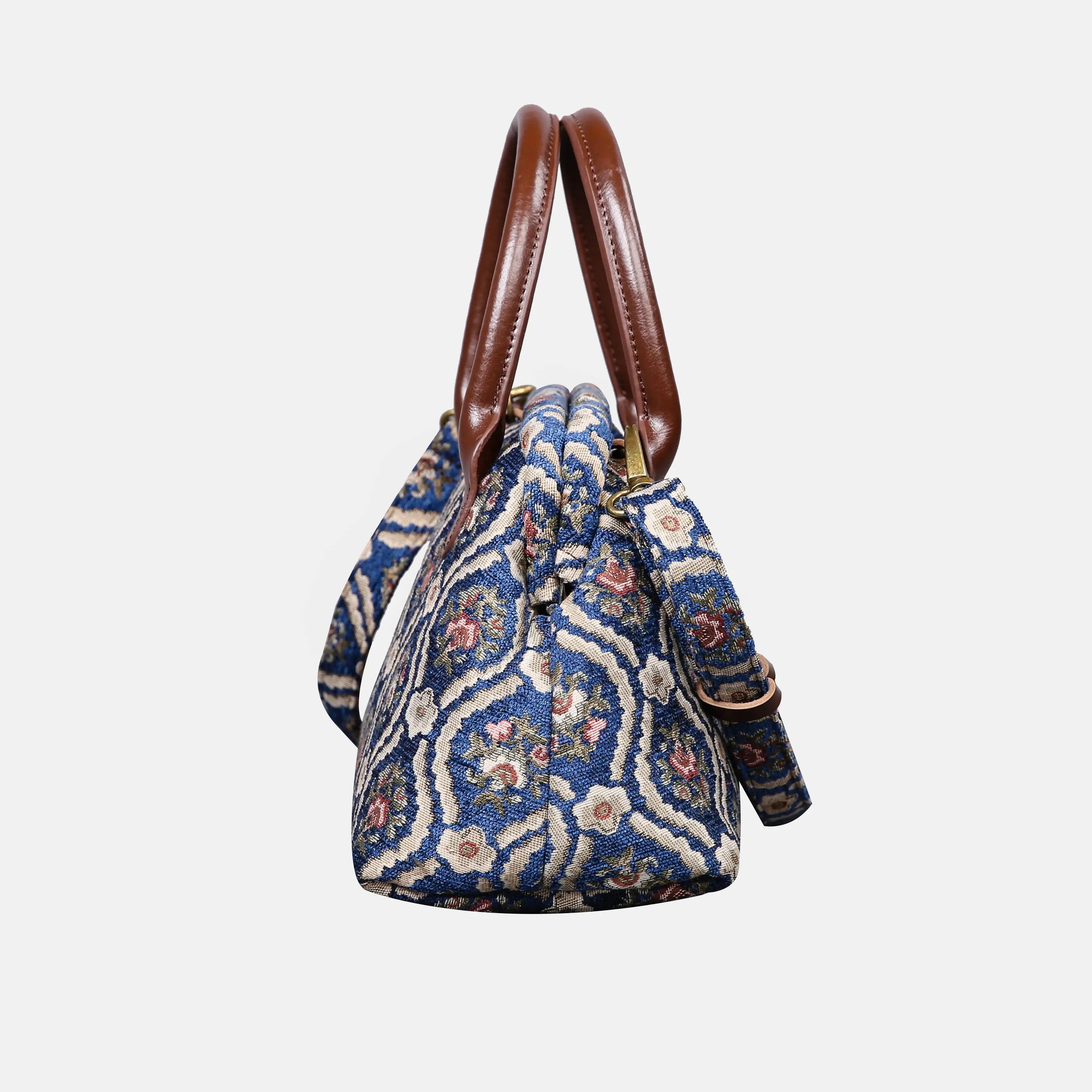 Traditional Blue Carpet Satchel carpet bag MCW Handmade side