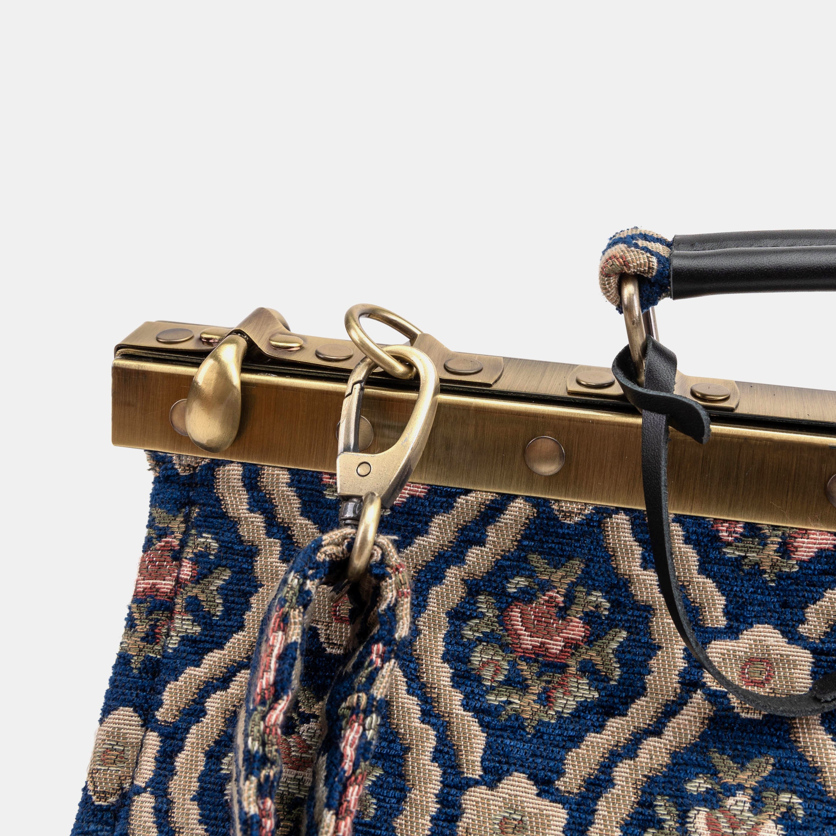 Traditional Blue Celine Carpet Gladstone Bag of America  clasp