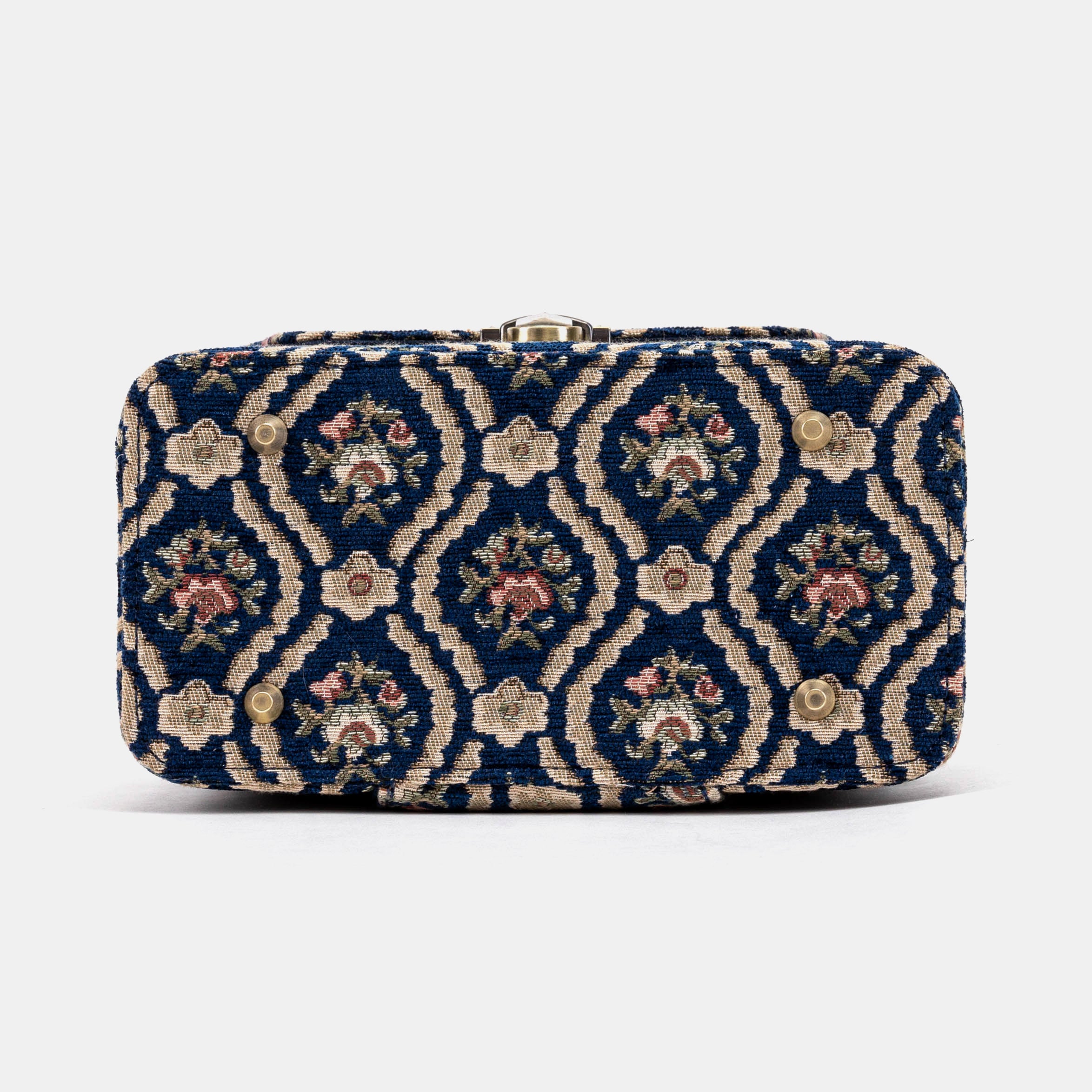 Traditional Blue Clara Medium Train Case Purse of America bottom