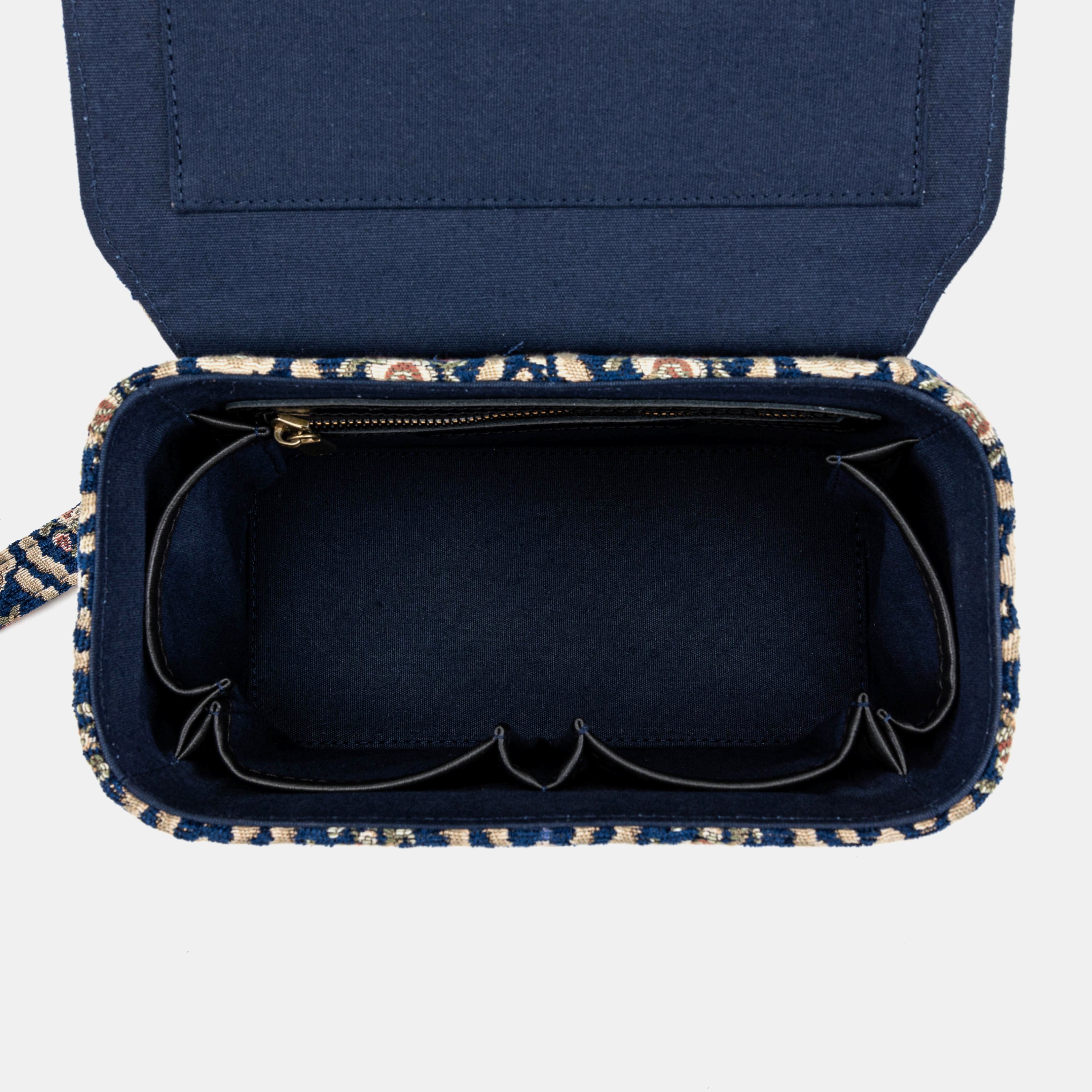 Traditional Blue Clara Medium Train Case Purse  of America inside