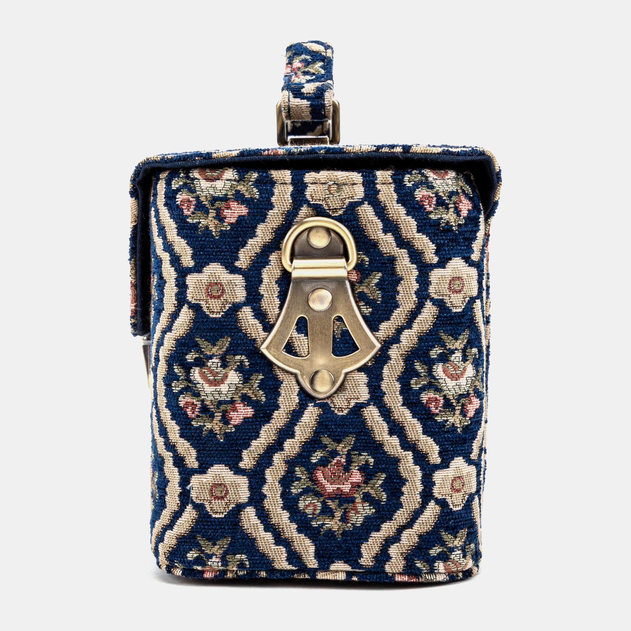Traditional Blue Clara Medium Train Case Purse of America side