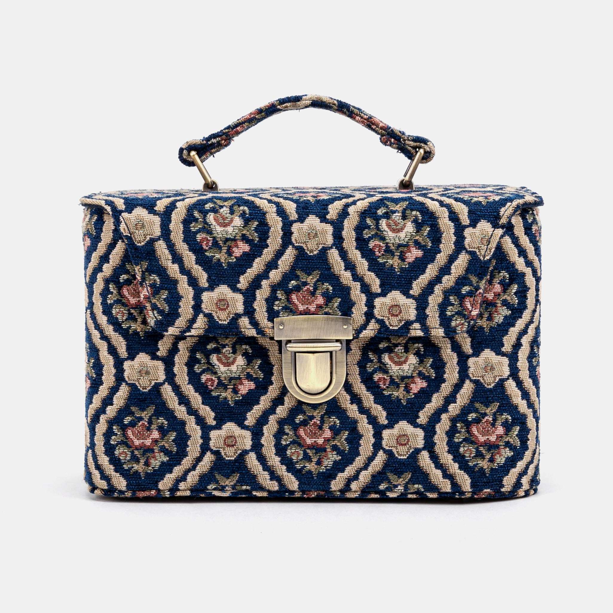 Traditional Blue Clara Medium Train Case Purse fof America  front