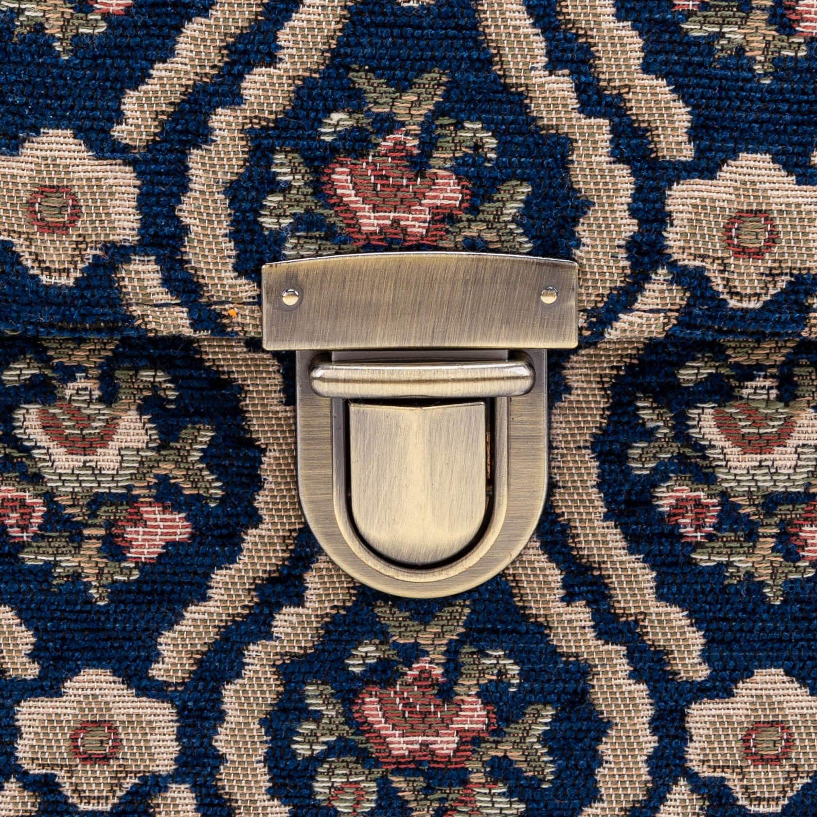 Traditional Blue Clara Medium Train Case Purse of America tuck lock