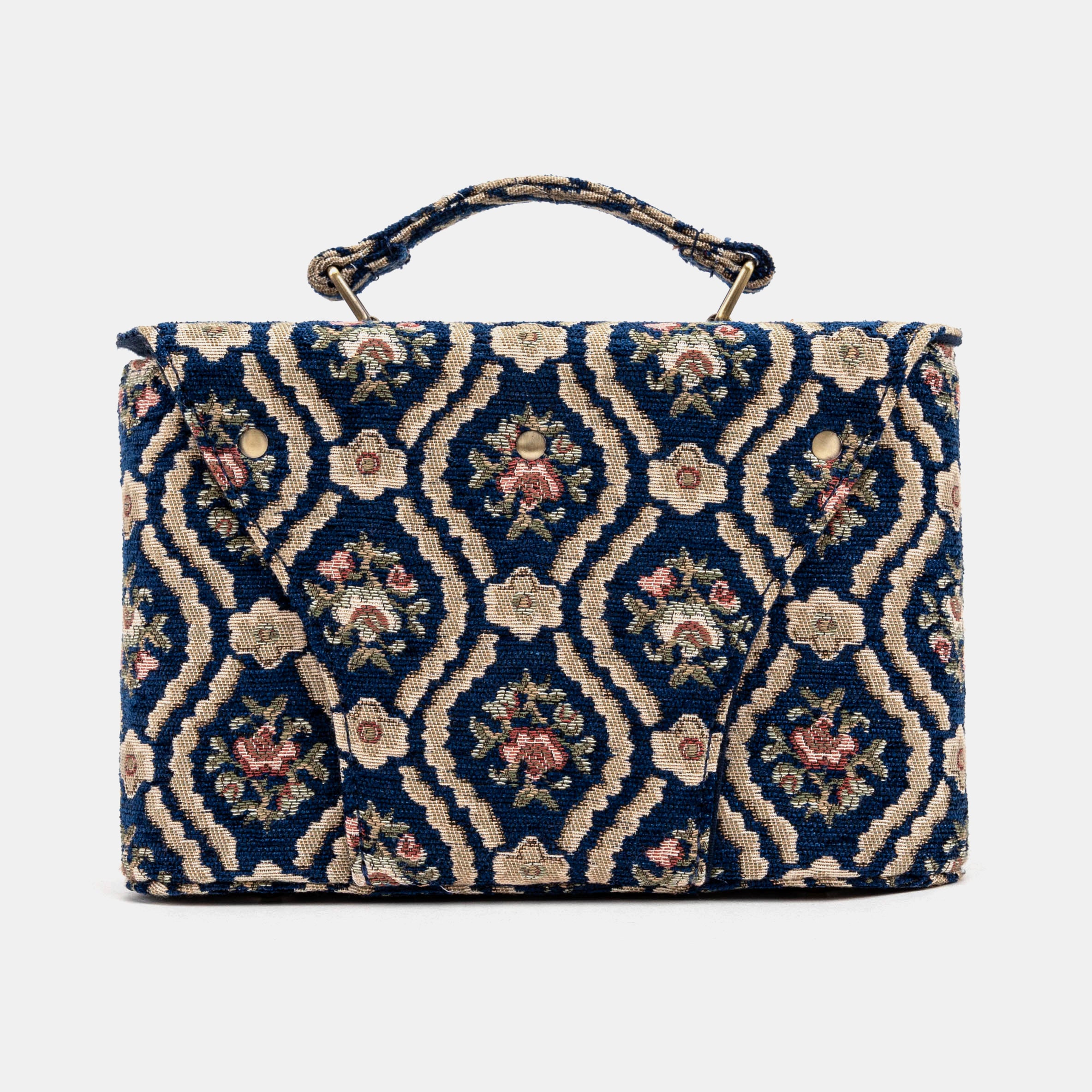 Traditional Blue Clara Medium Train Case Purse of America back