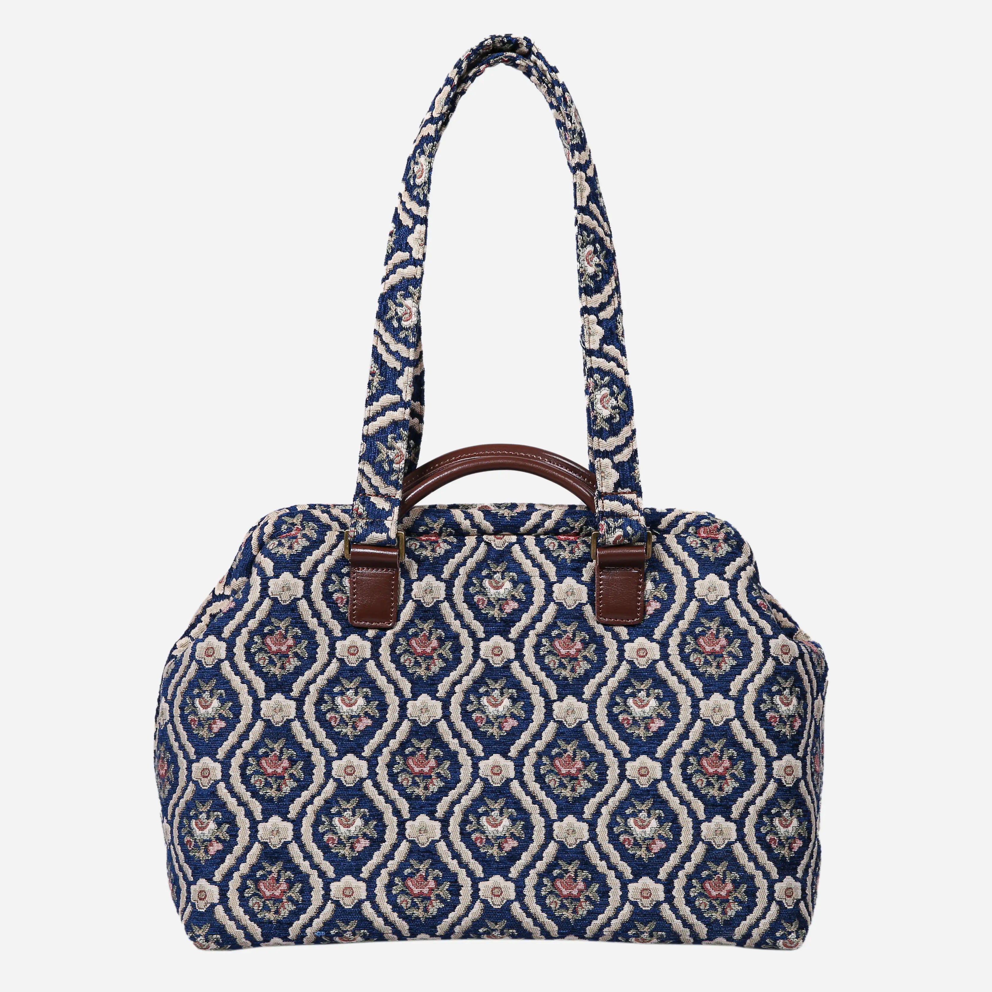 Traditional Blue Knitting Project Bag  of America-with shoulder strap