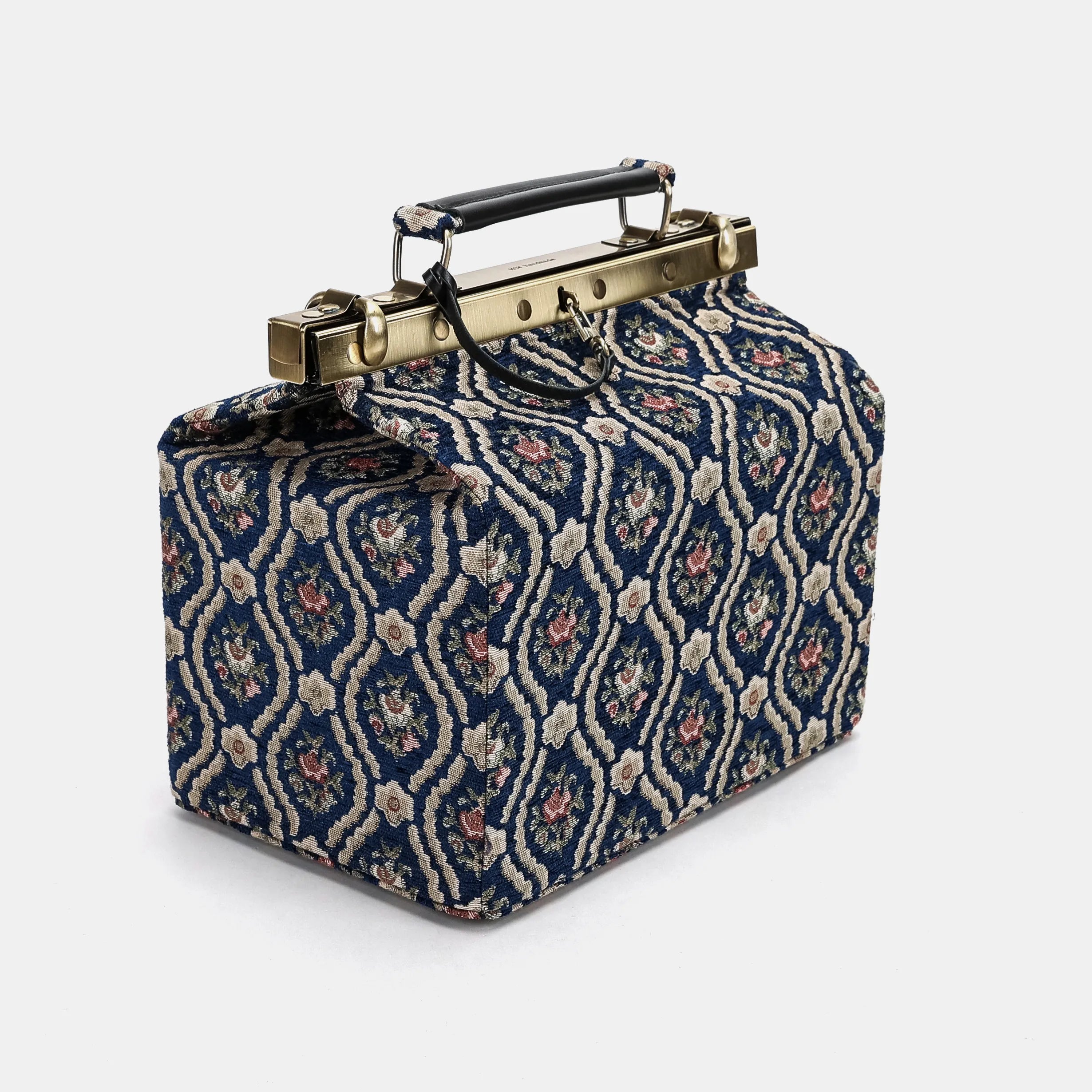 Traditional Blue Vivienne Carpet Purse Gladstone Bag of America side