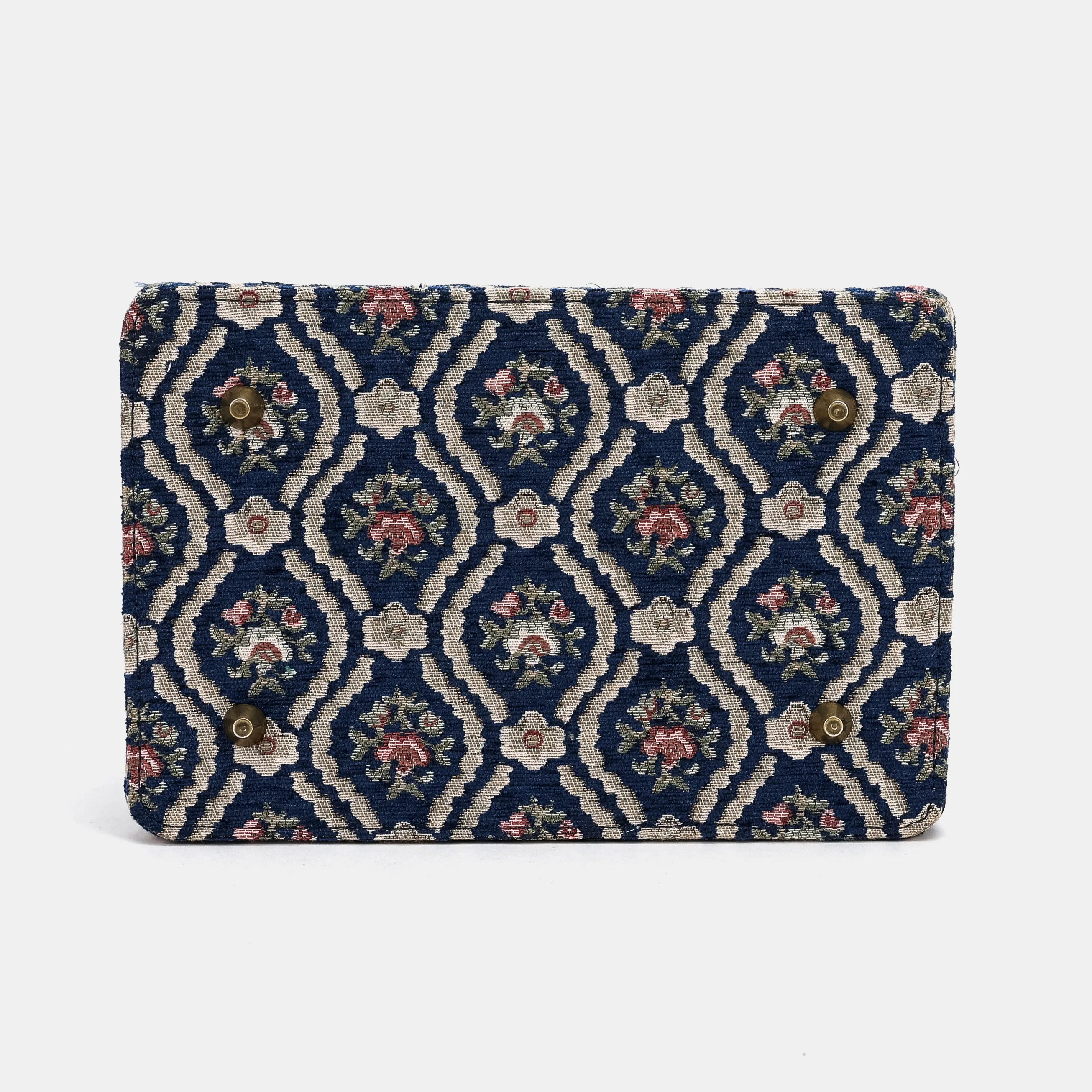 Traditional Blue Vivienne Carpet Purse Gladstone Bag of America bottom