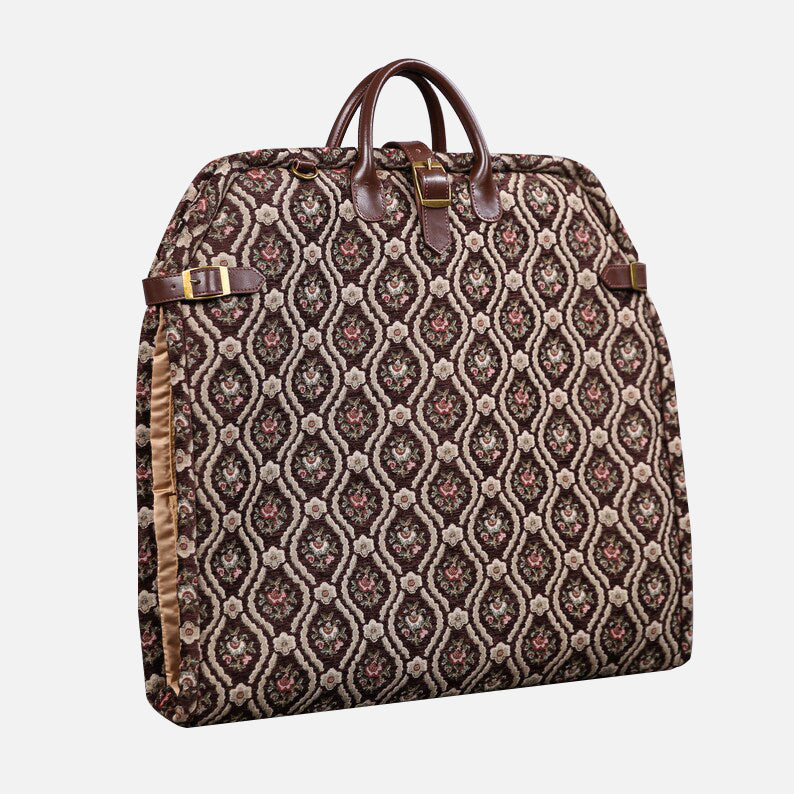 Traditional Brown Carpet Garment Bag carpet bag of America Front side