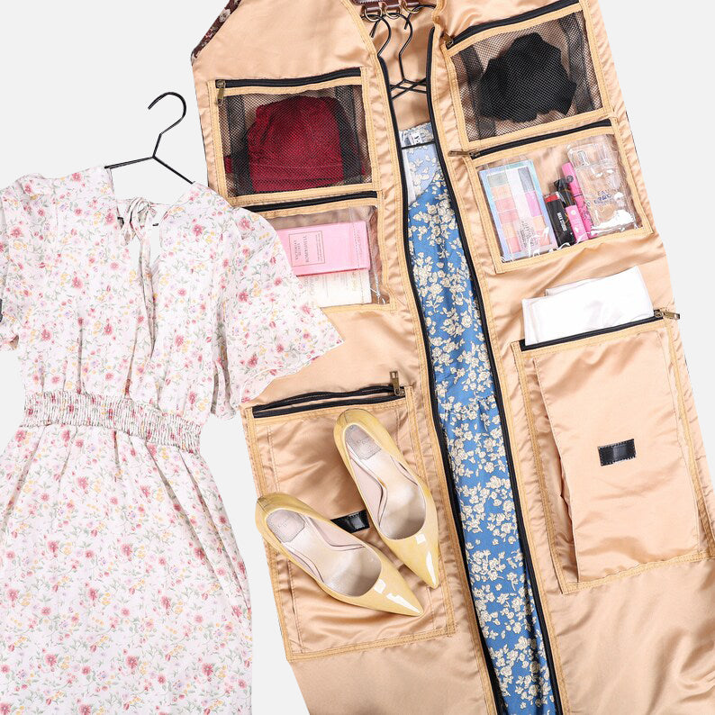 Traditional Brown Carpet Garment Bag carpet bag of America in use
