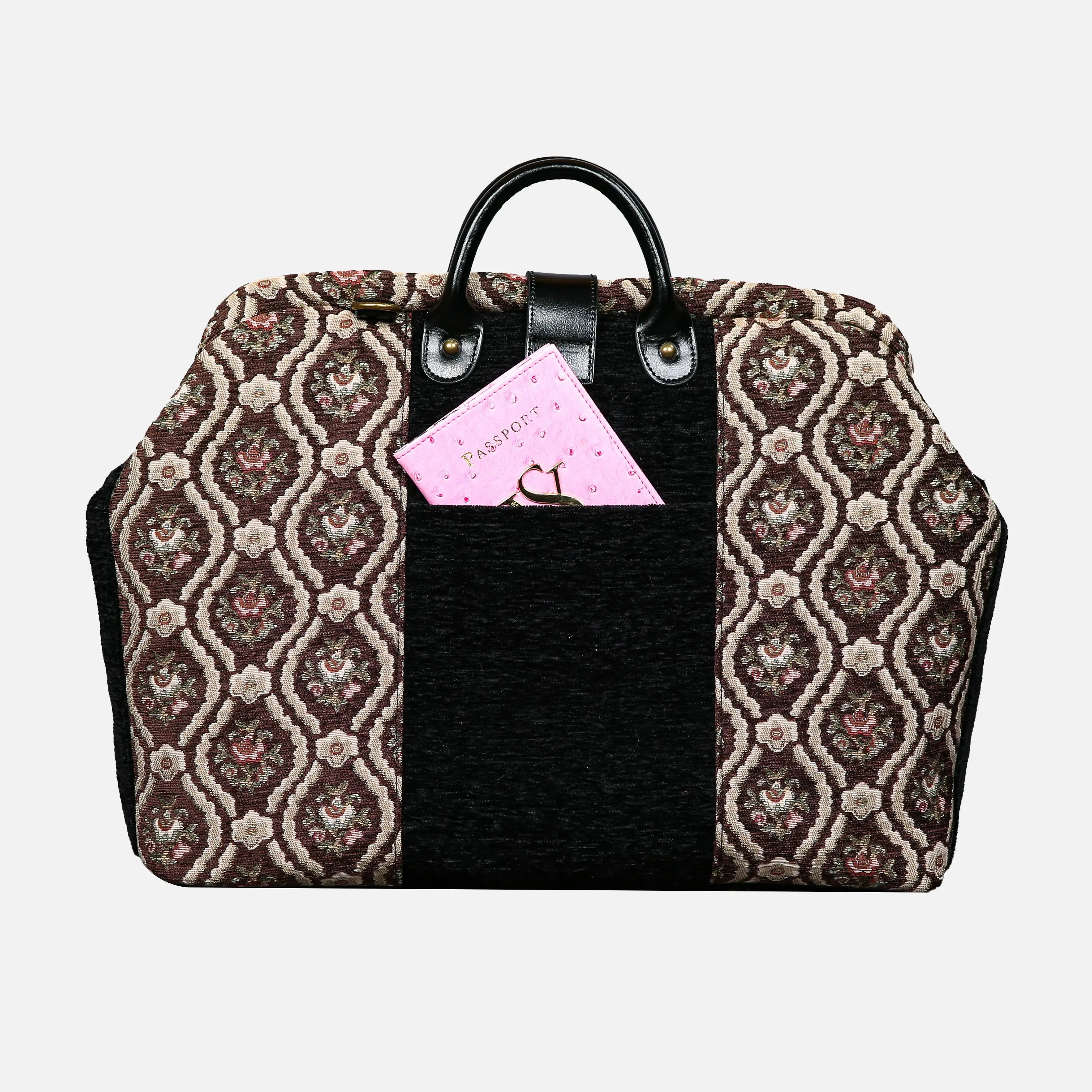 Traditional Brown Laptop Work Bag carpet bag of America back