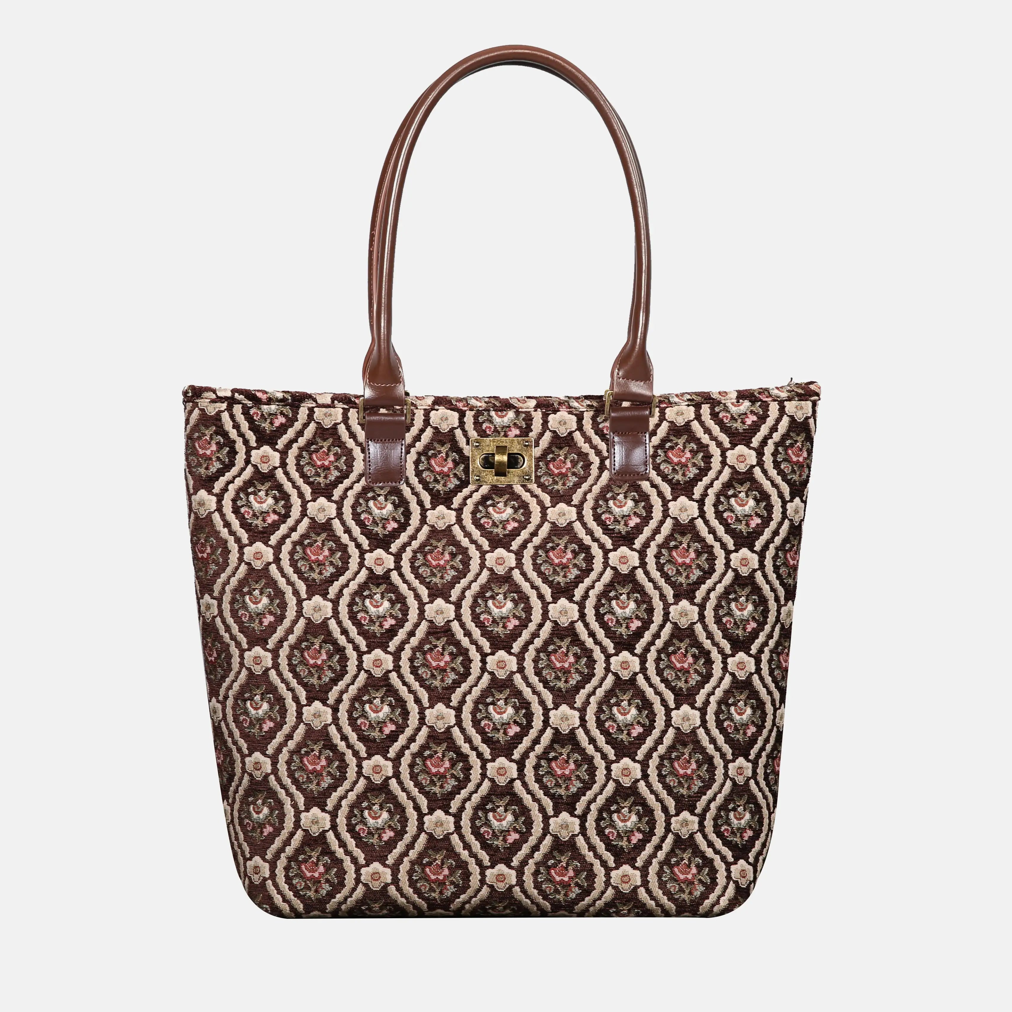 Traditional Coffee Carpet Tote Shopper Carpetbag of America main