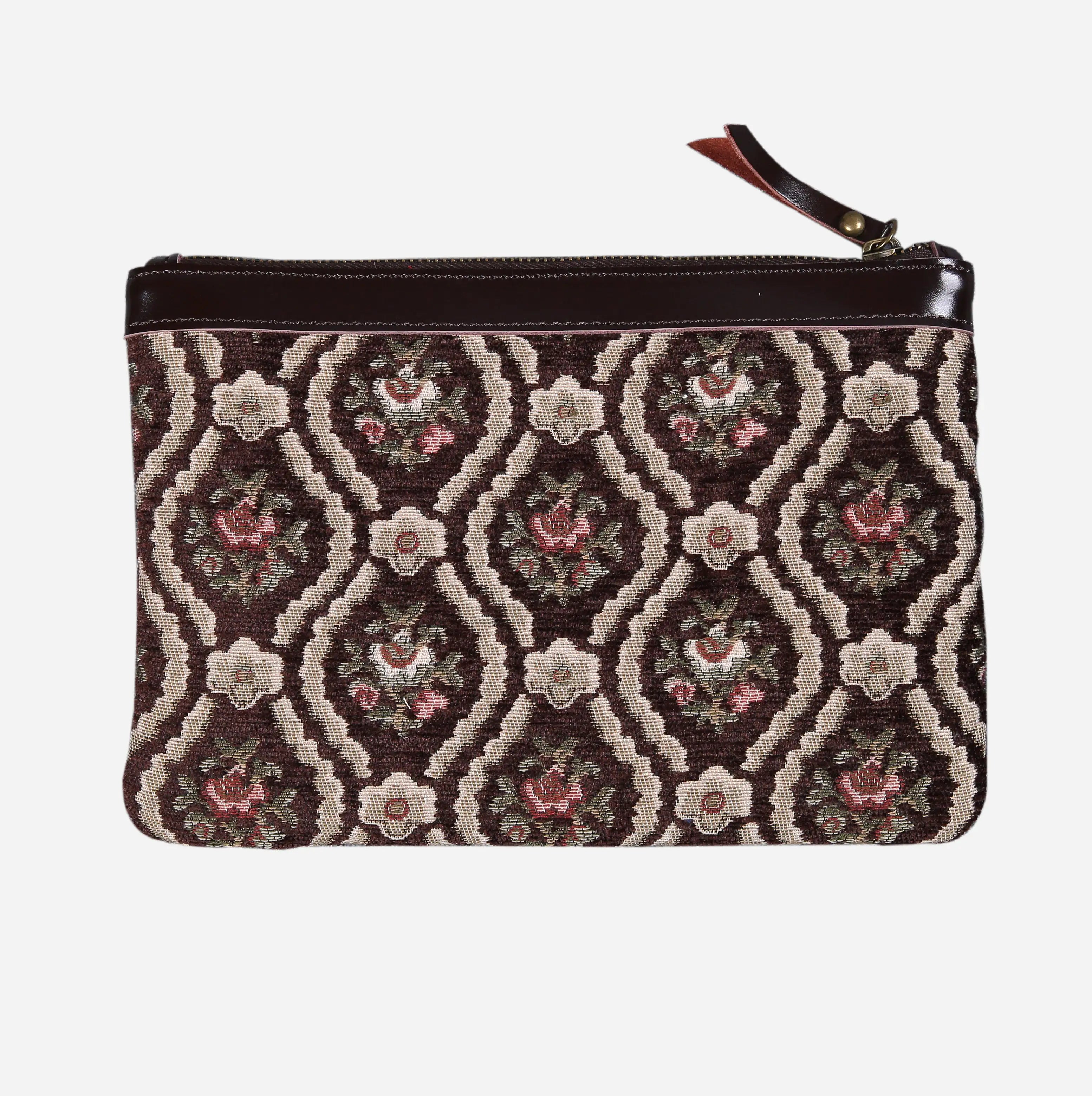 Traditional Coffee Wristlet Clutch carpet bag MCW Handmade-1