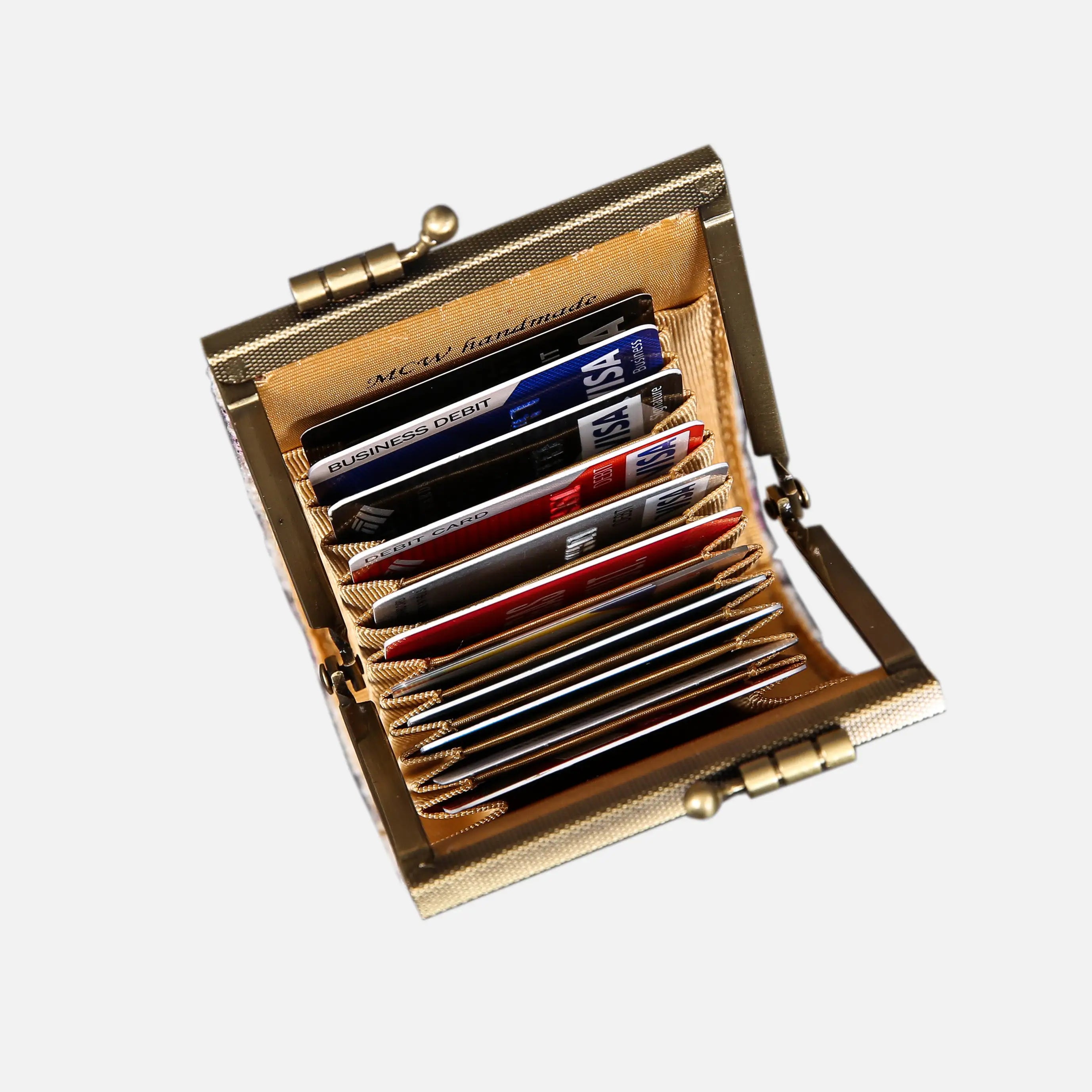 Traditional Cream Card Wallet of America 11 slots in use