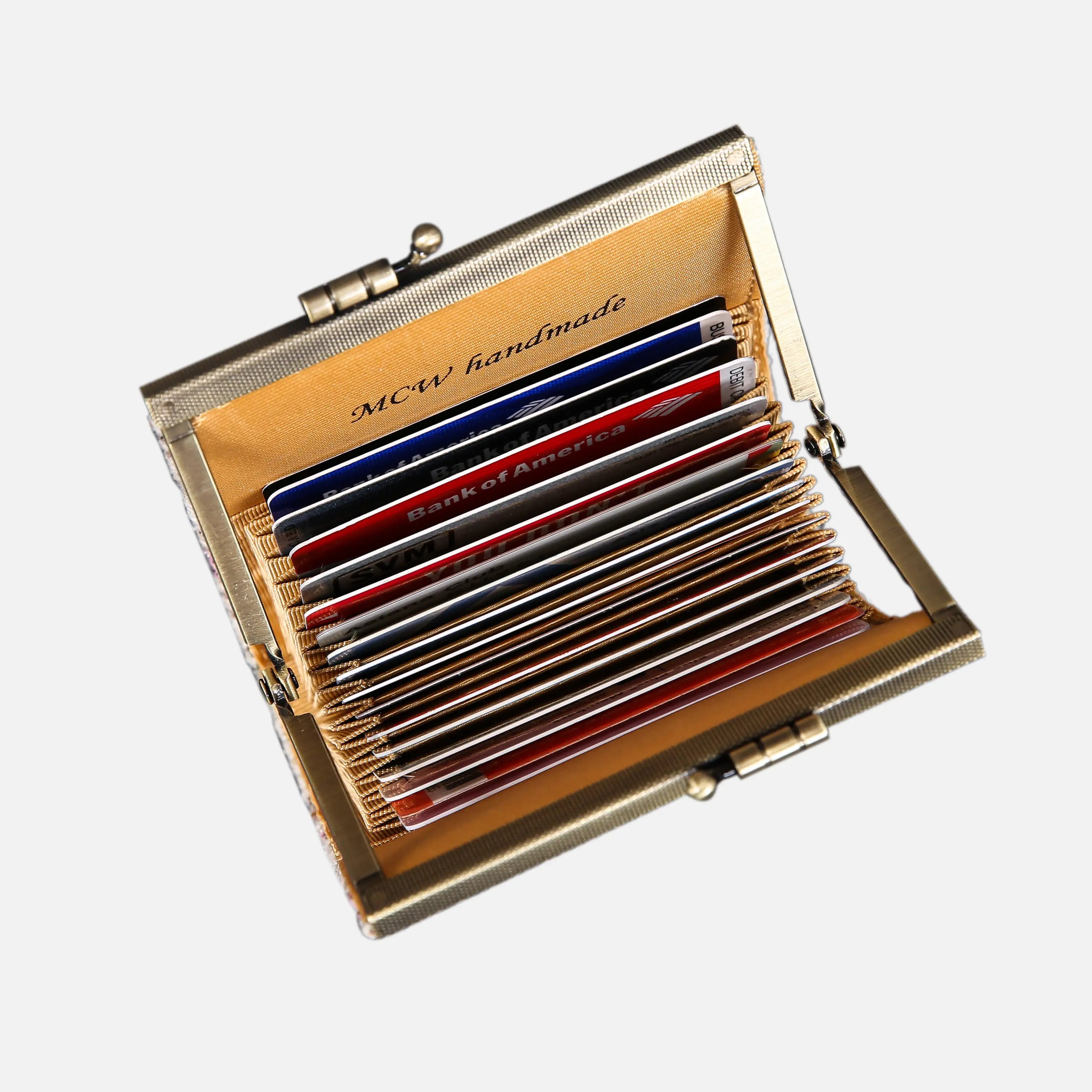 Traditional Cream Card Wallet  of America 17 slots in use