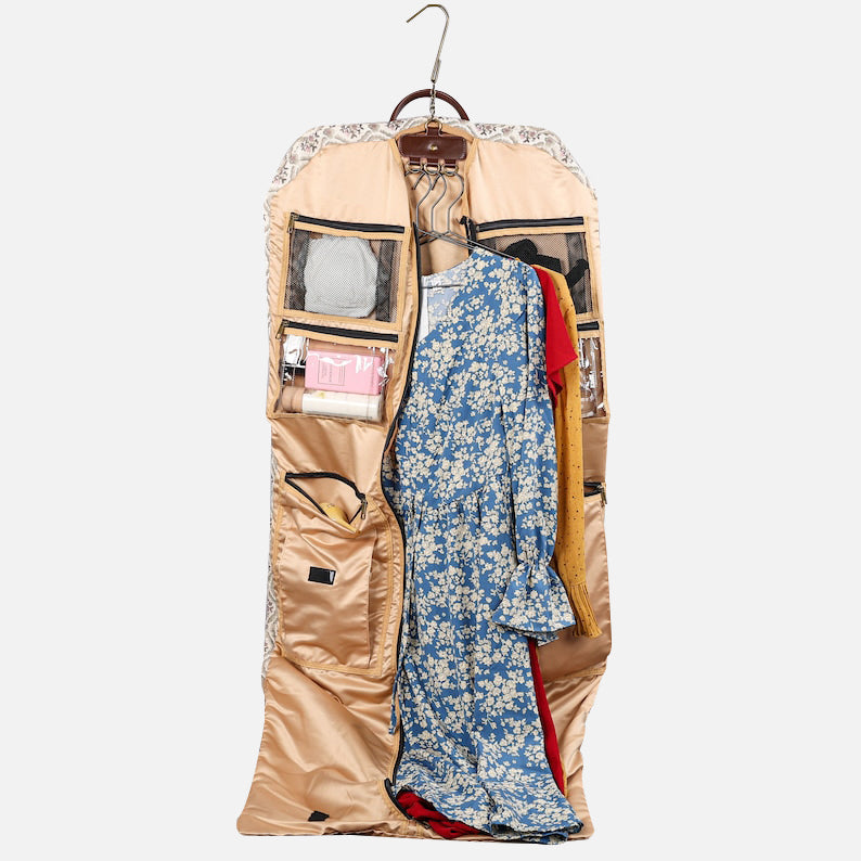 Traditional Cream Carpet Garment Bag carpet bag of America in use