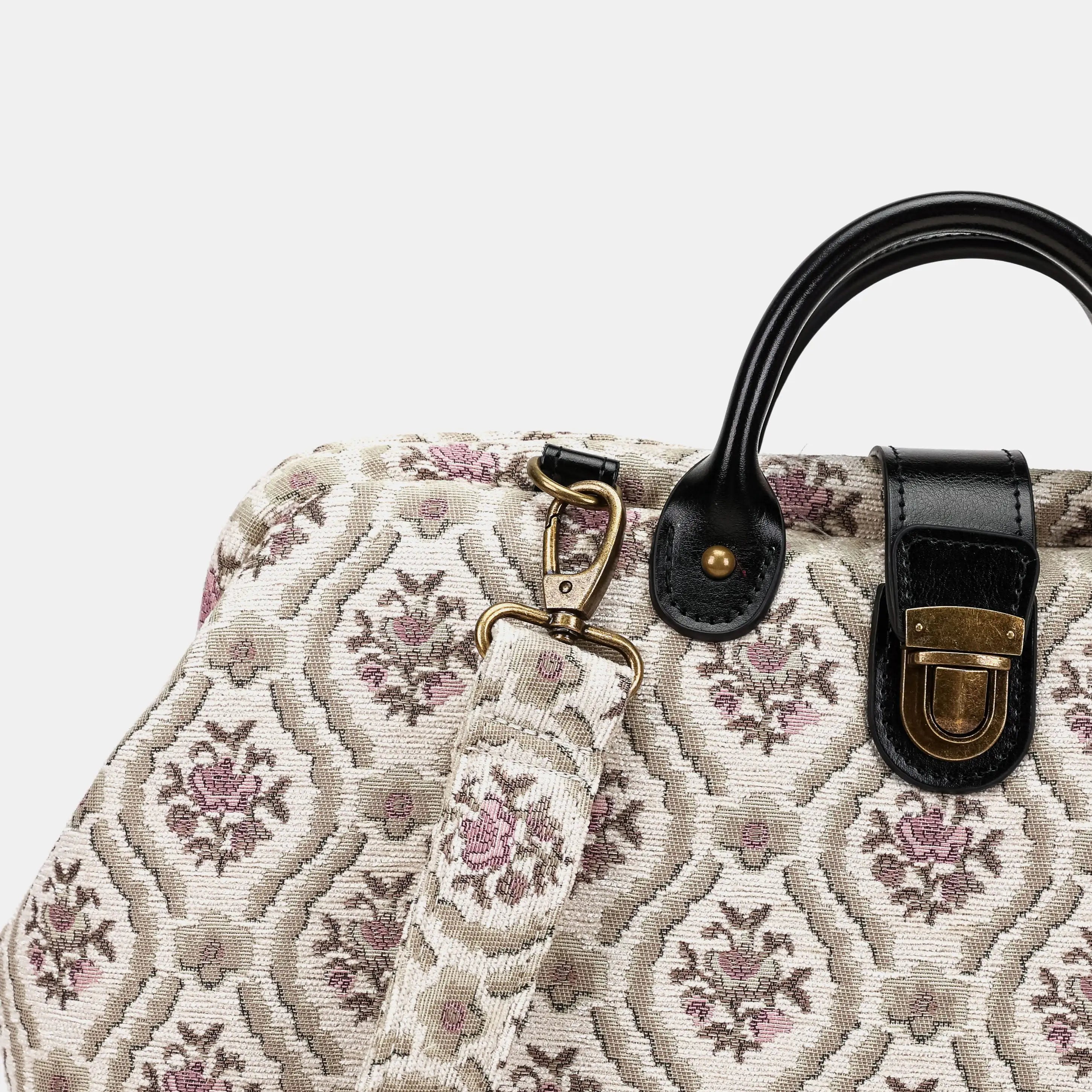 Traditional Cream Laptop Work Bag Carpetbag of America details