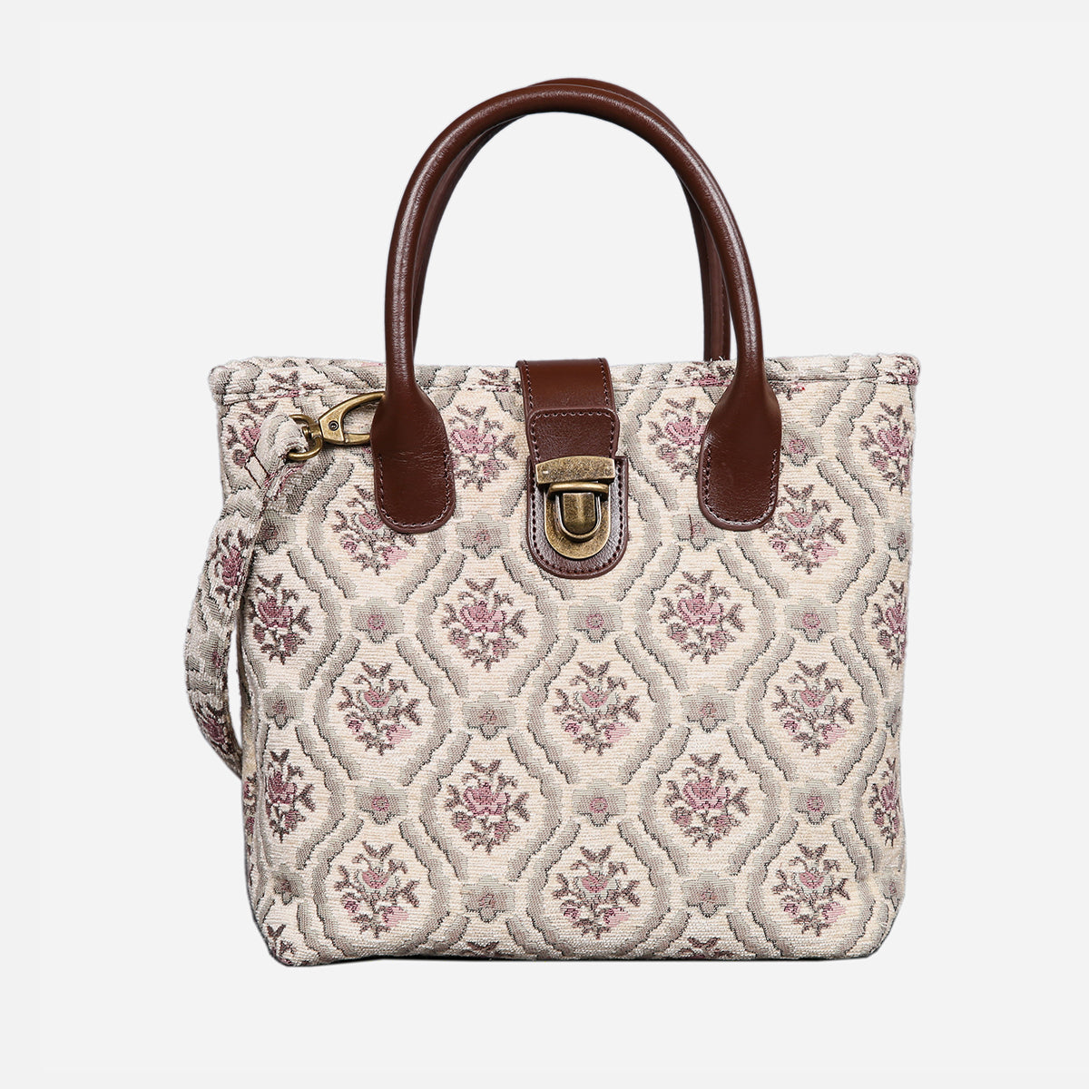 Traditional Cream Tuck Lock Carpet Satchel carpet bag MCW Handmade of America main