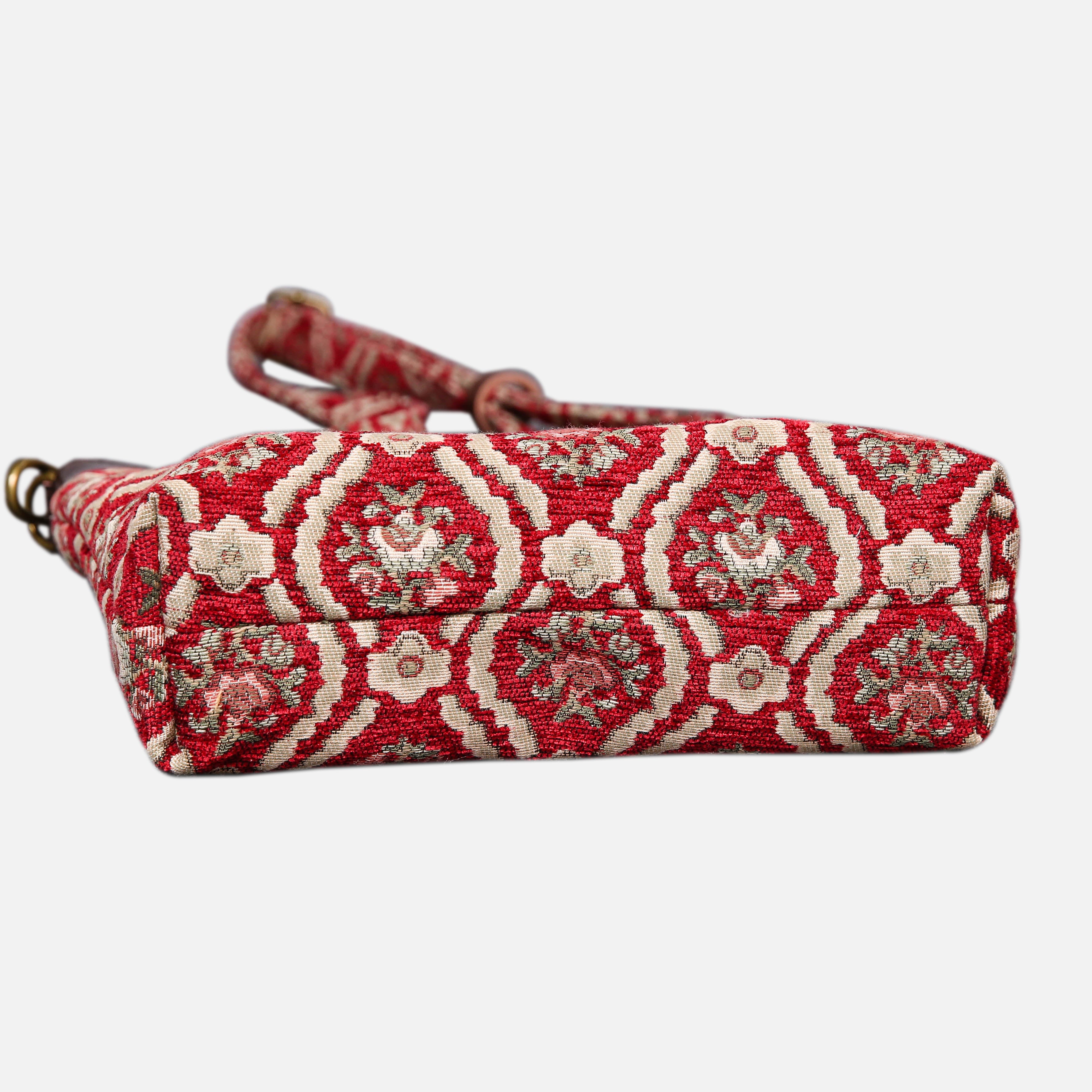 Traditional Red Carpet Crossbody Bag carpet bag MCW Handmade of America bottom