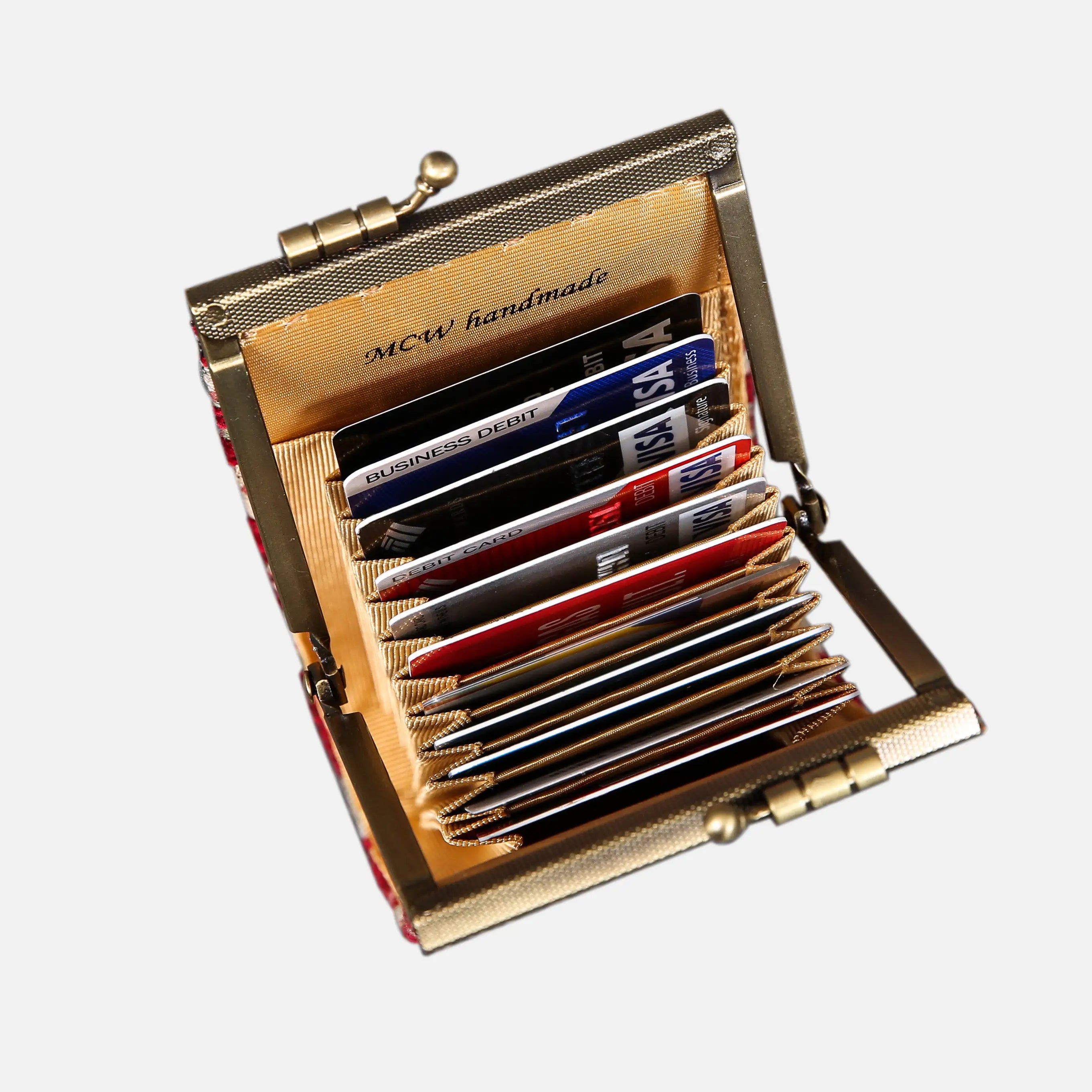 Traditional Red Card Wallet  Mof America 11 slots in use