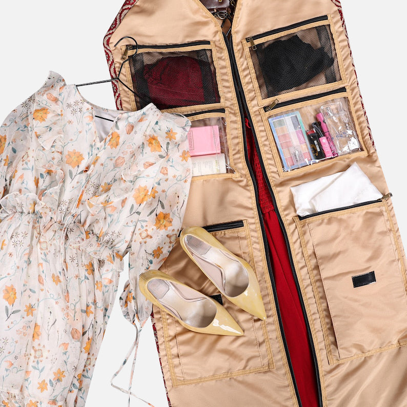 Traditional Red Carpet Garment Bag carpet bag of America in use
