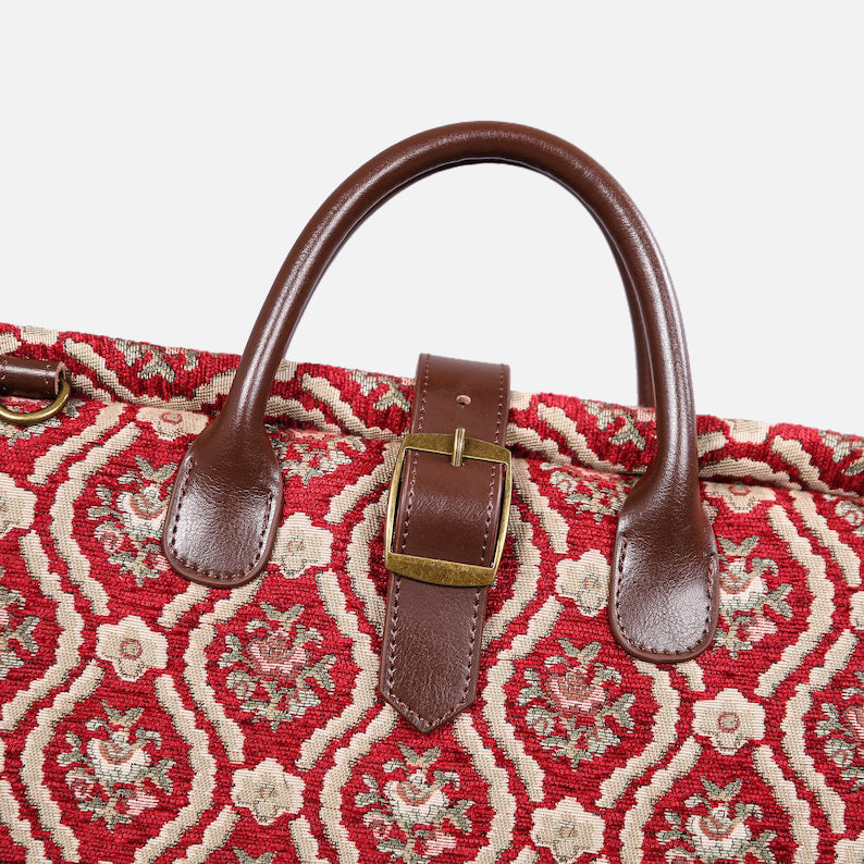 Traditional Red Carpet Garment Bag carpet bag of America handle