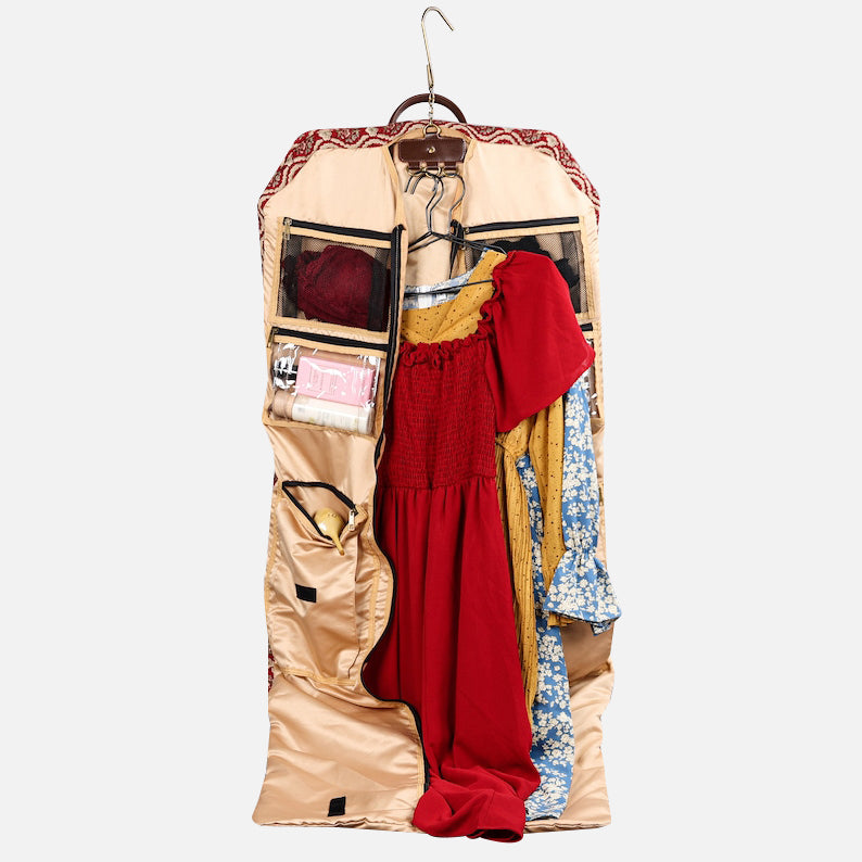 Traditional Red Carpet Garment Bag carpet bag of America in use