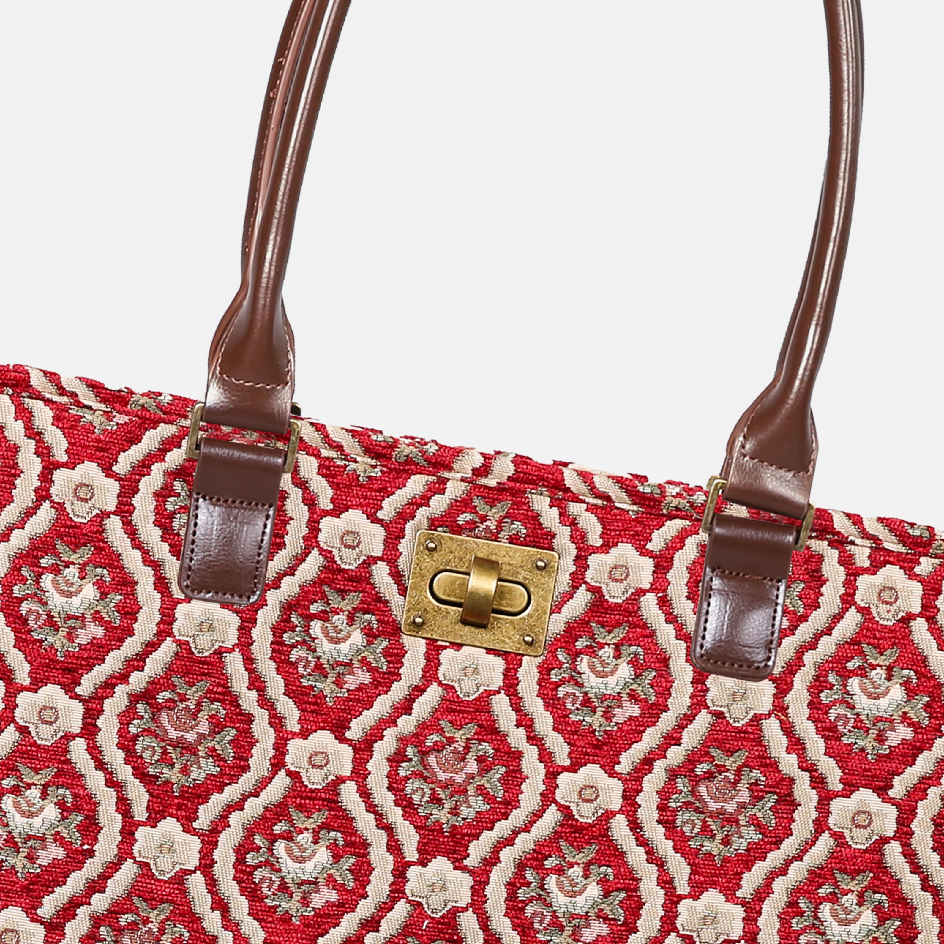 Traditional Red Carpet Tote Shopper Carpetbag of America closure